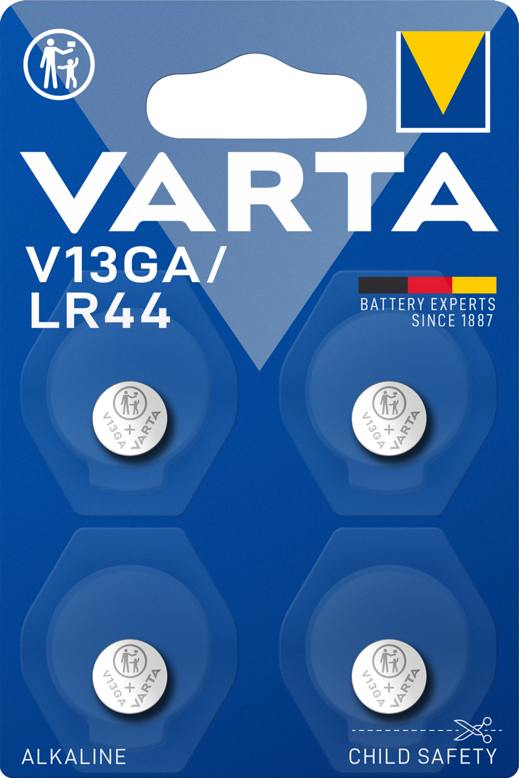 VARTA V13GA/LR44 Alkaline Coin Battery 1.5V Pack of 4