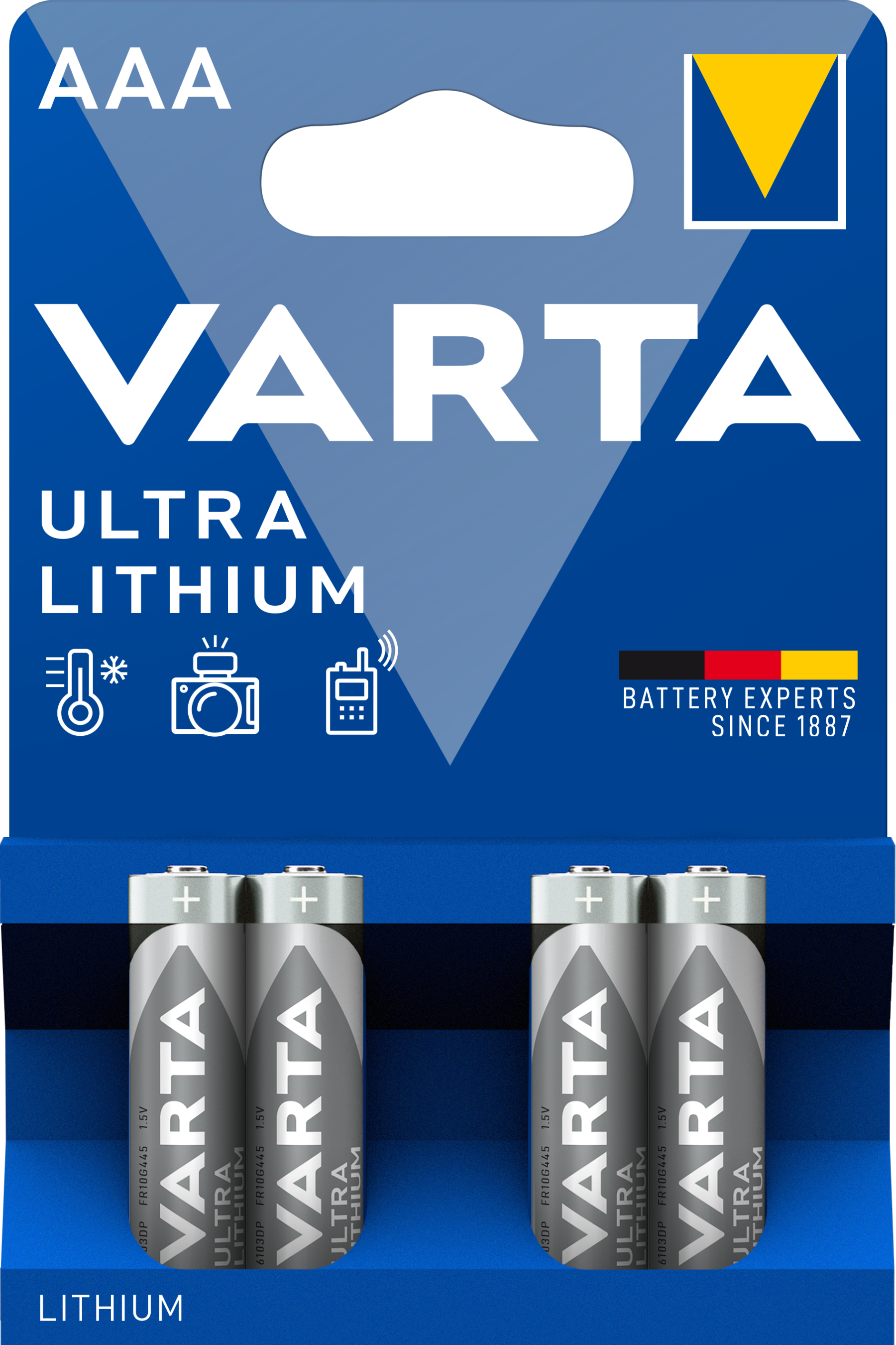 VARTA Ultra Lithium AAA Battery 1.5V Batteries pack of 4