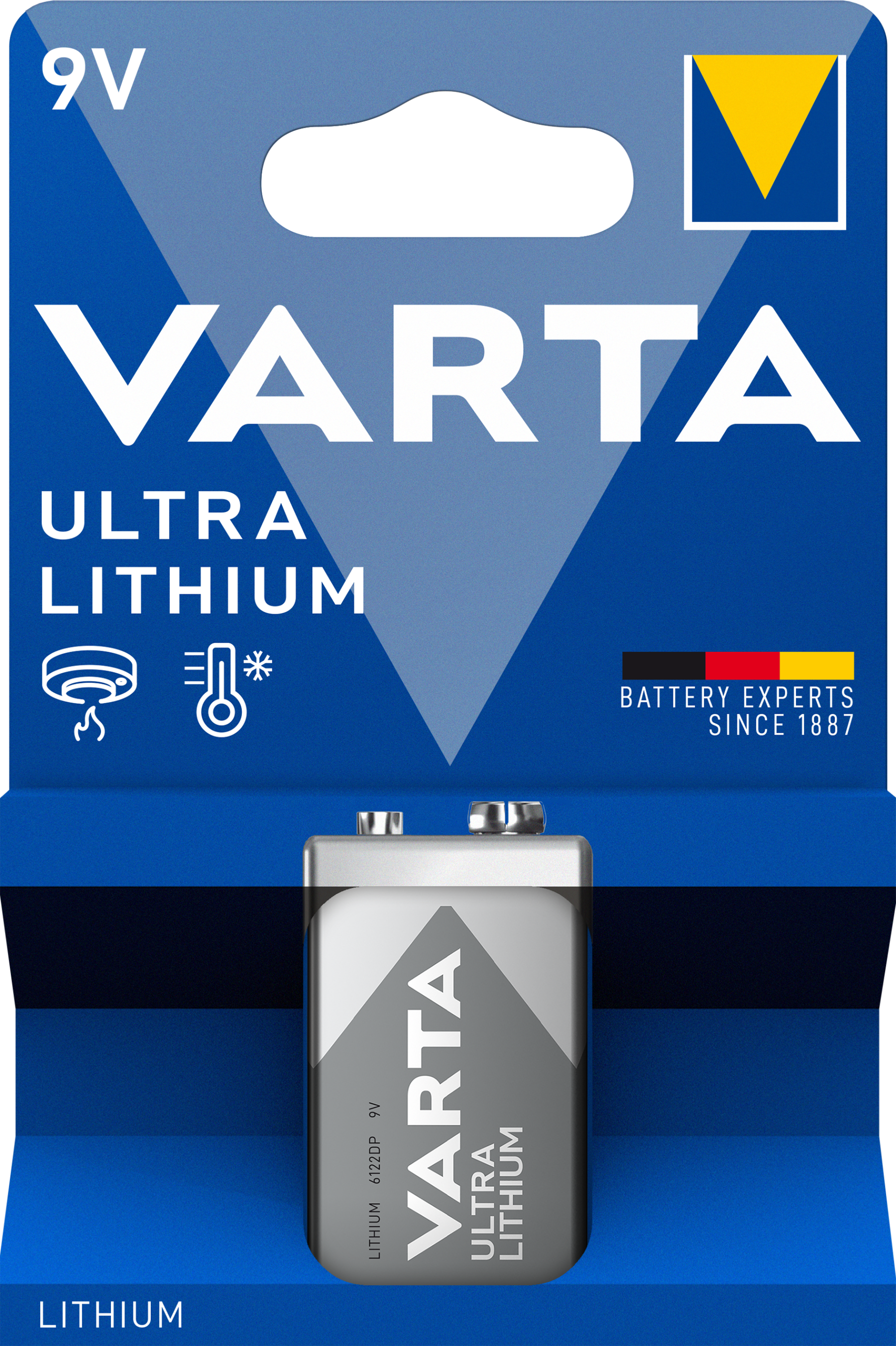 VARTA Ultra Lithium 9V Battery PP3 E-Block Batteries pack of 1