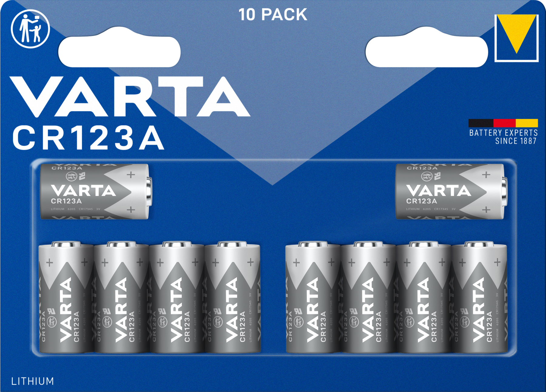 VARTA CR123A Professional Lithium Battery 3V 6205 Pack of 10