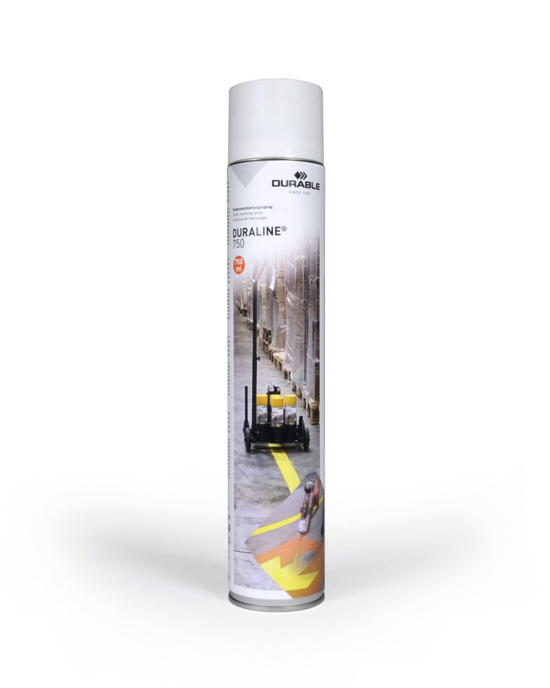 Durable DURALINE Floor Marking Spray 750ml | Permanent Line Paint | White