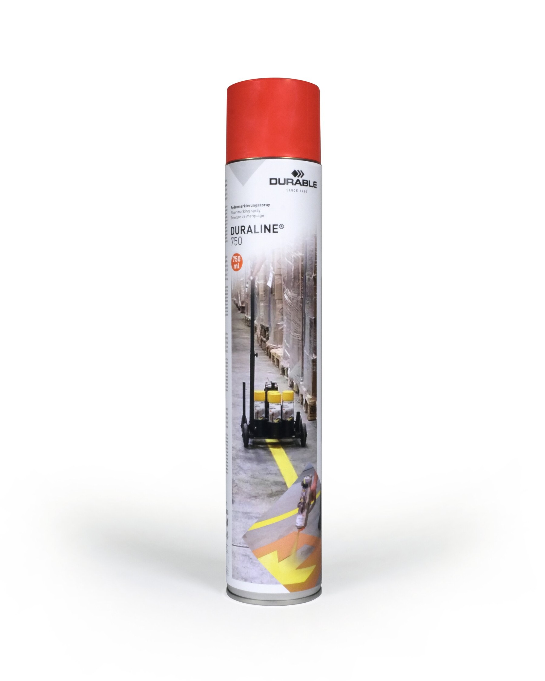Durable DURALINE Floor Marking Spray 750ml | Permanent Line Paint | Red