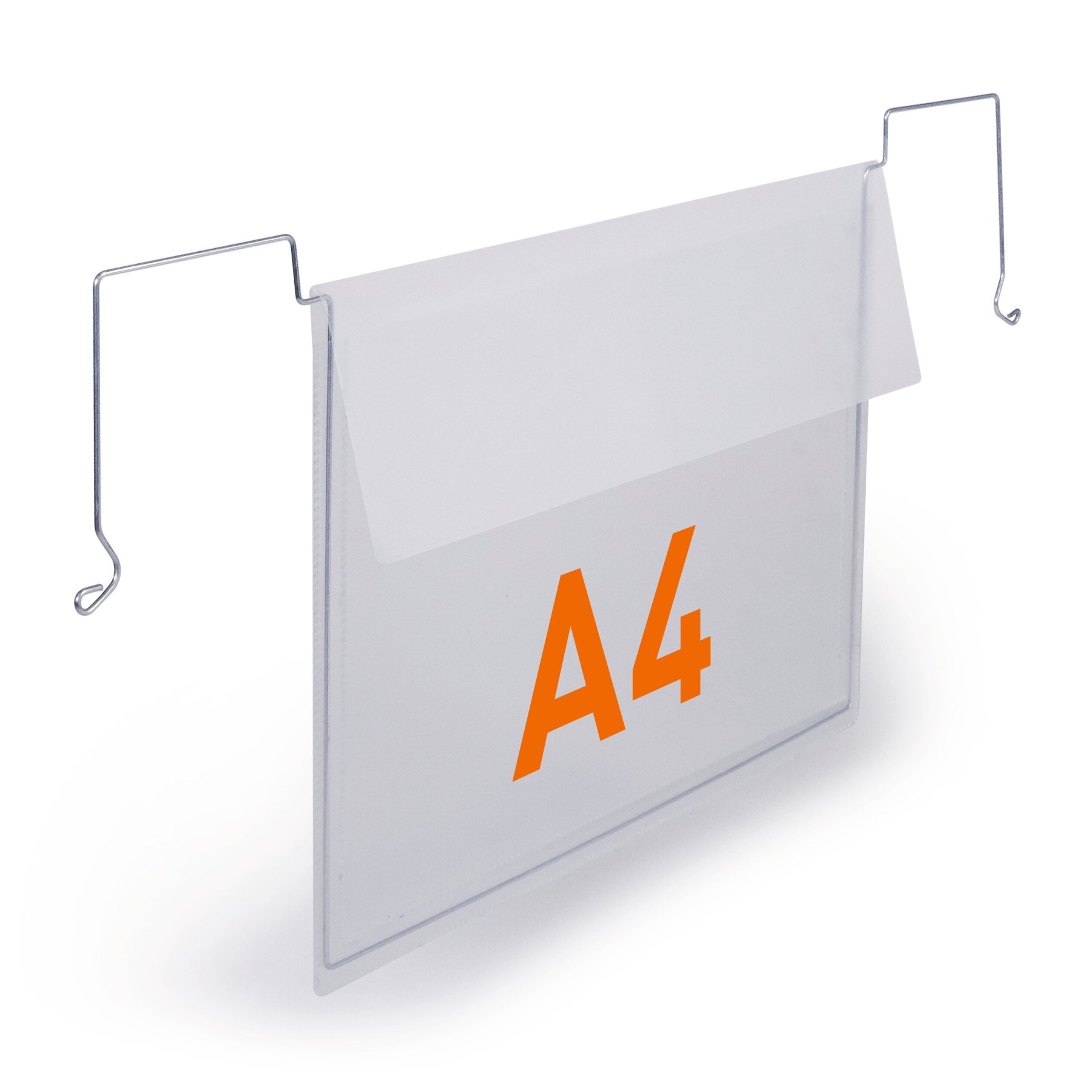 Durable Wire Hanging Document Pocket | 50 Ticket Holders With Flaps | A4 Clear