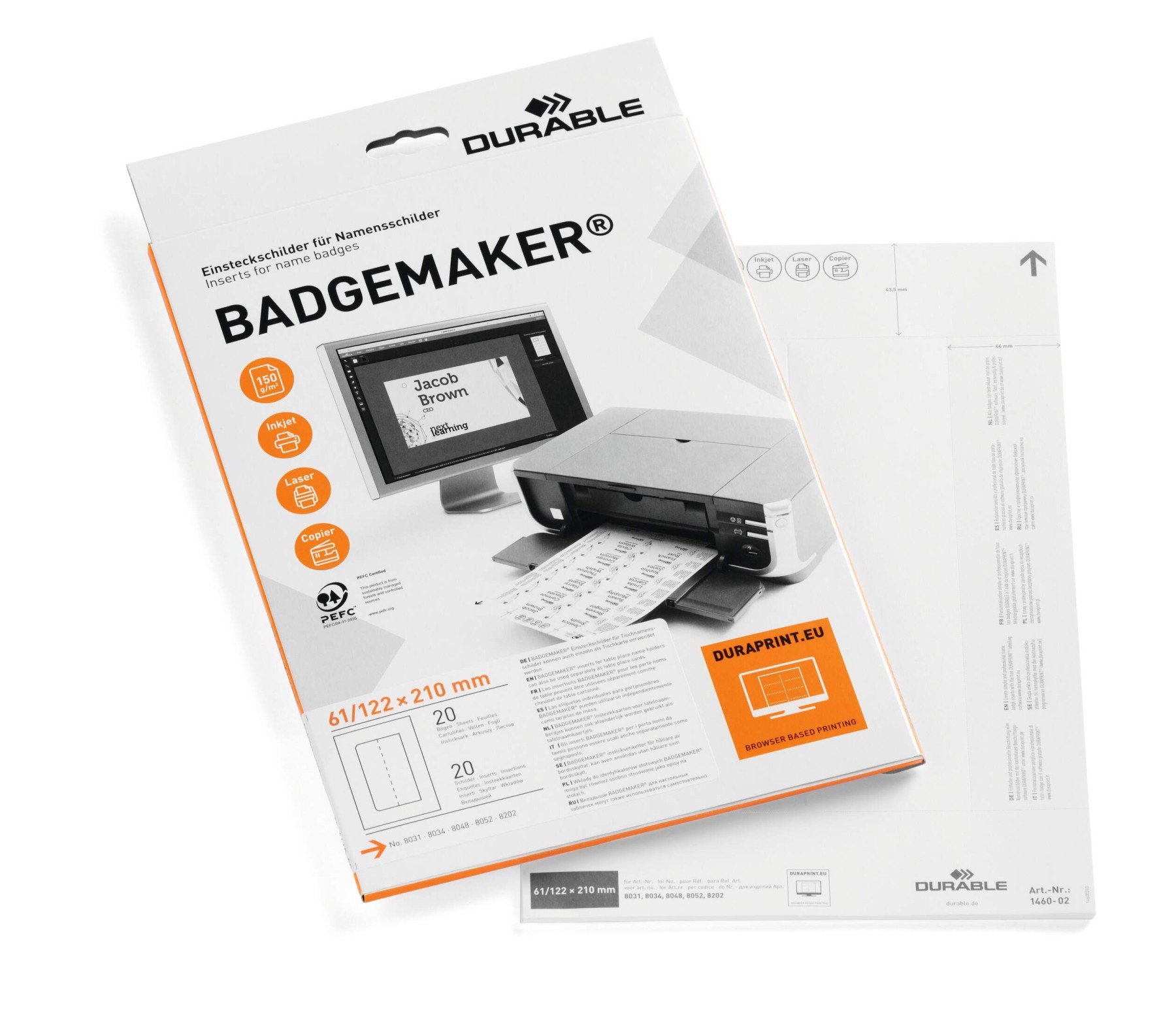Durable BADGEMAKER Printable Table Place Name Inserts | 600 Cards | 61x210mm