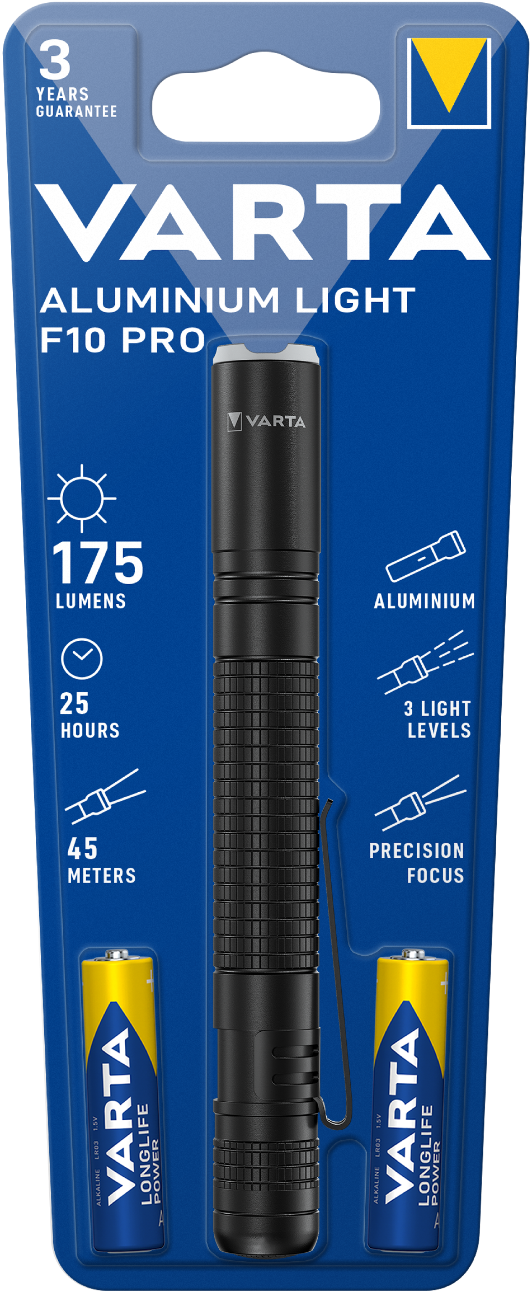 VARTA Aluminium Torch F10 2 x AAA 