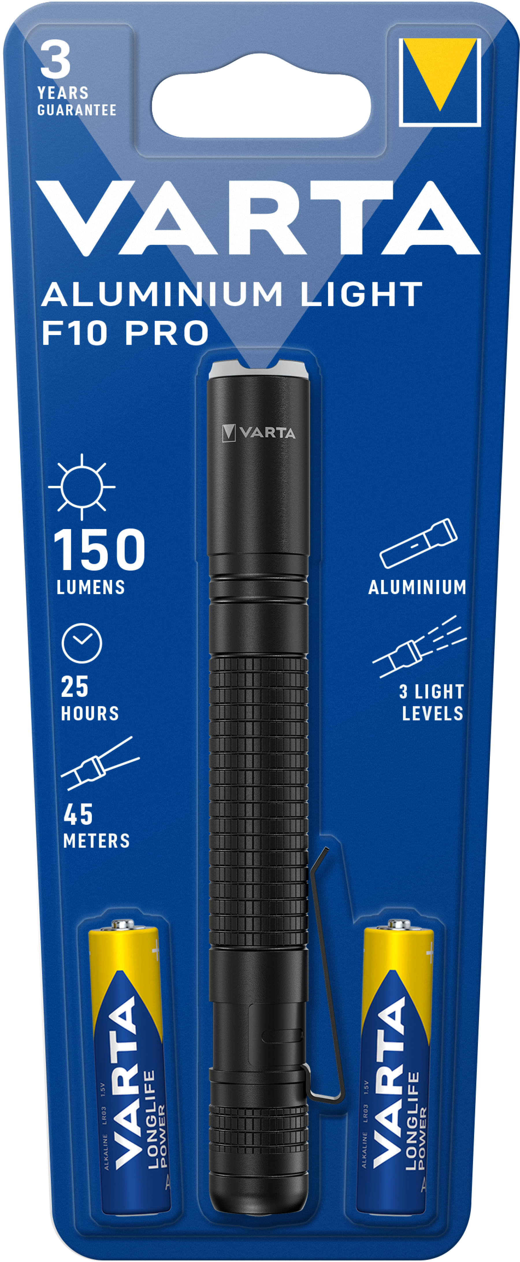 VARTA Aluminium Torch F10 2 x AAA 
