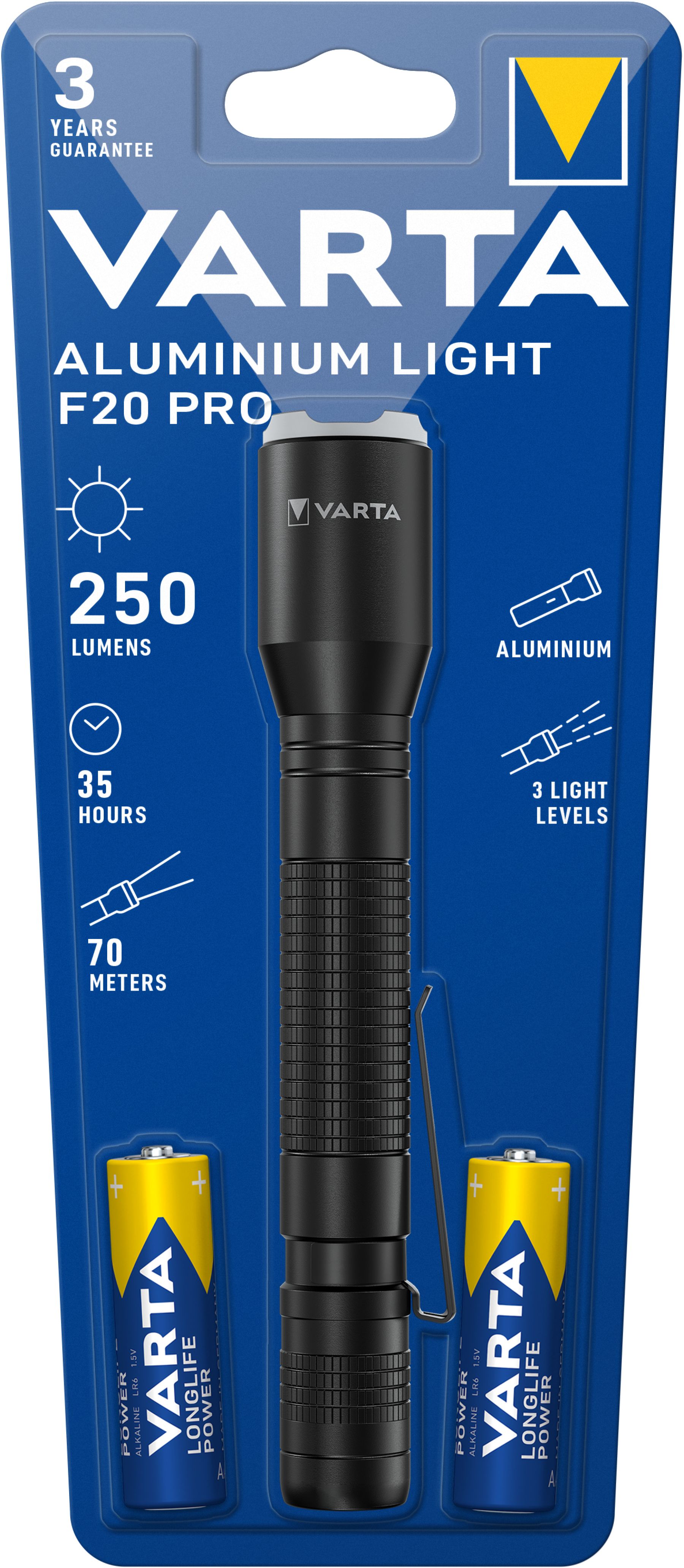 VARTA Aluminium Torch F20 2 x AA