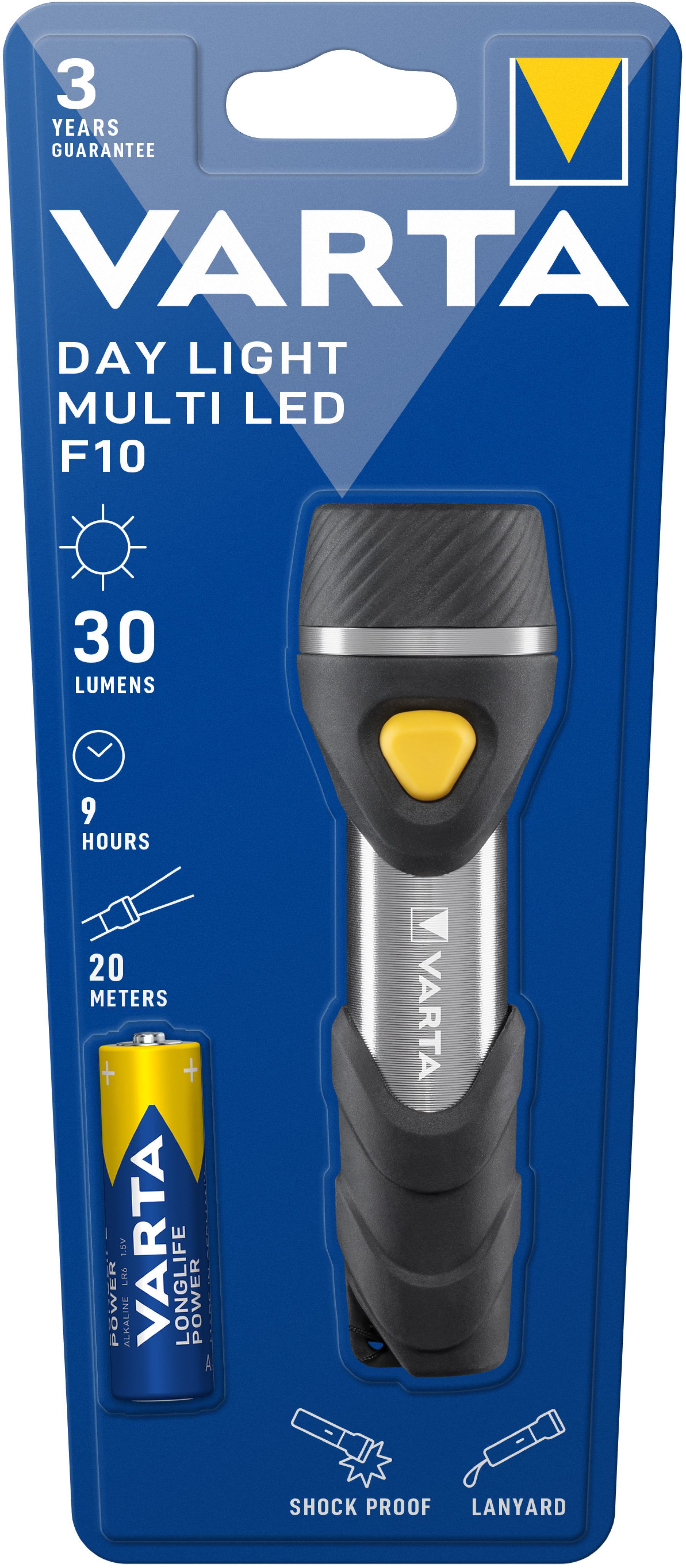 VARTA Day Light Multi LED Torch F10 with 1 x AA 30 lumens 