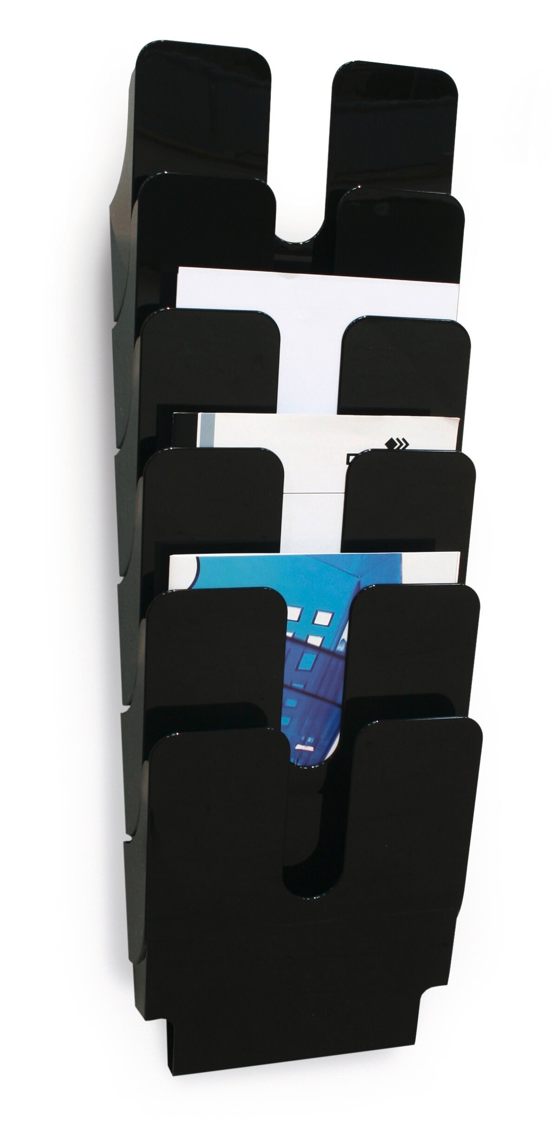 Durable FLEXIPLUS 6 Wall Mounted Literature Tray | A4 Portrait Holder | Black