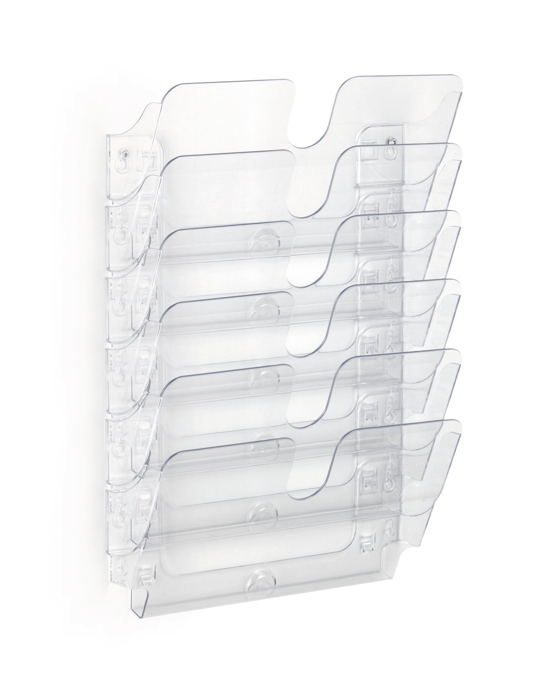 Durable FLEXIPLUS 6 Wall Mounted Literature Tray | A4 Landscape Holder | Clear