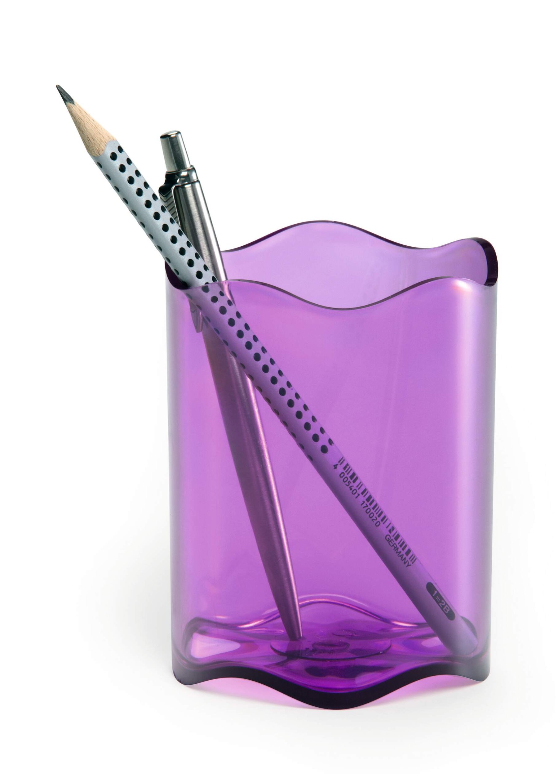 Durable TREND Pen Pot Pencil Holder Desk Tidy Organiser Cup | Clear Purple