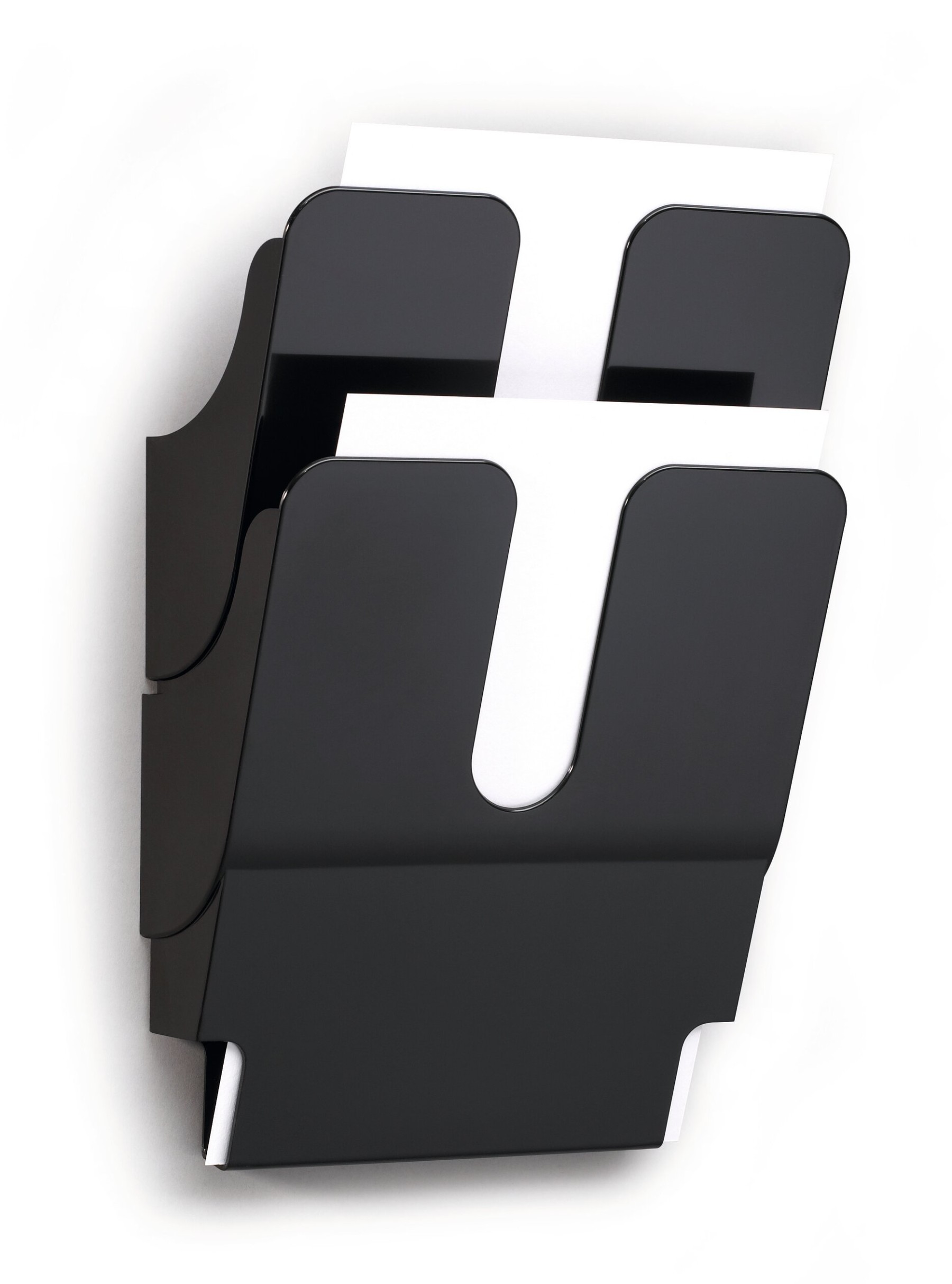Durable FLEXIPLUS 2 Wall Mounted Literature Tray | A4 Portrait Holder | Black