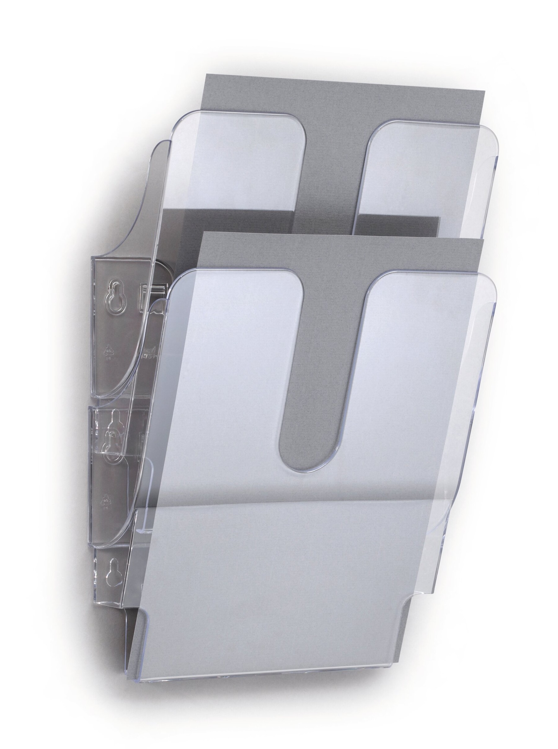Durable FLEXIPLUS 2 Wall Mounted Literature Tray | A4 Portrait Holder | Clear