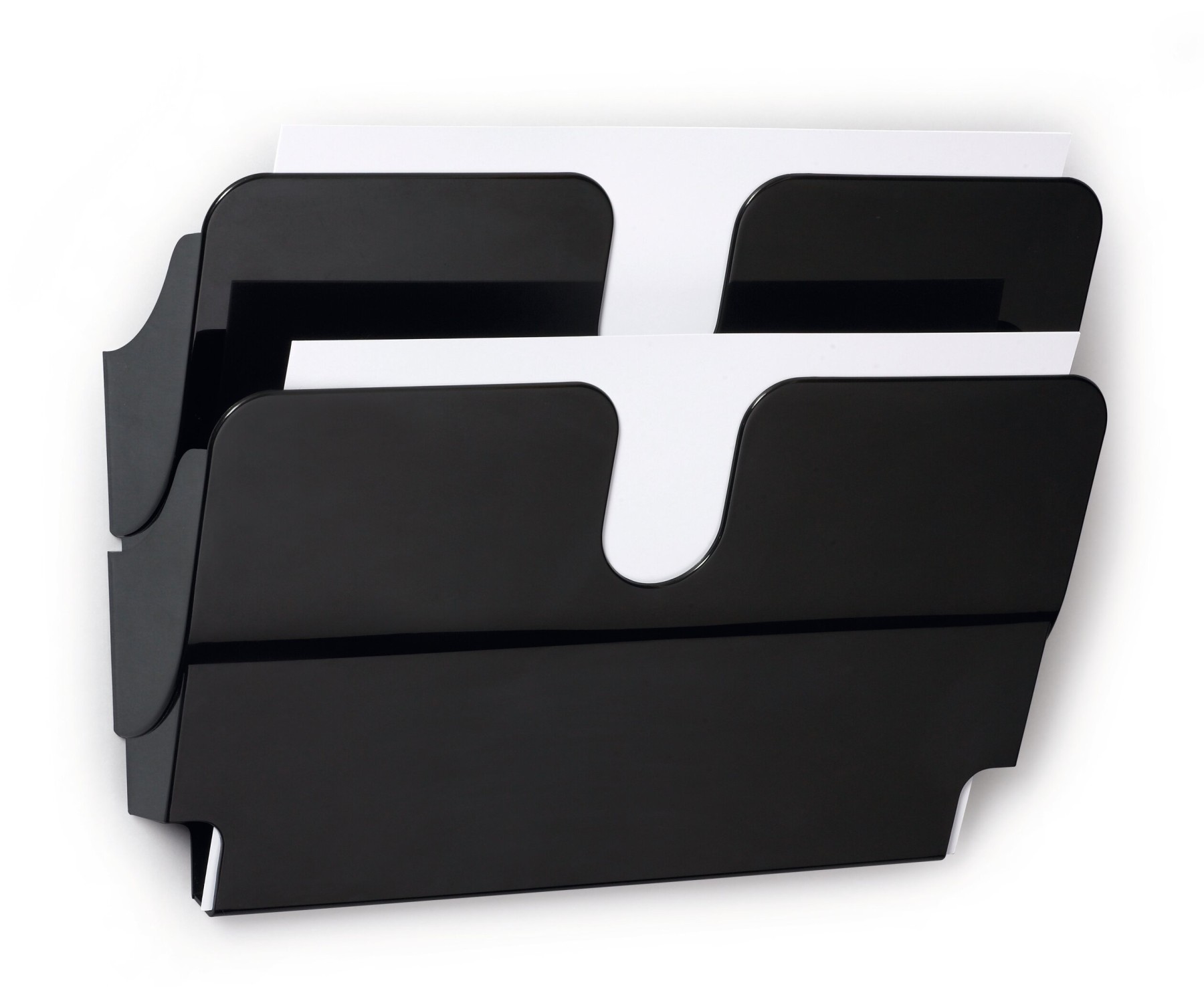 Durable FLEXIPLUS 2 Wall Mounted Literature Tray | A4 Landscape Holder | Black
