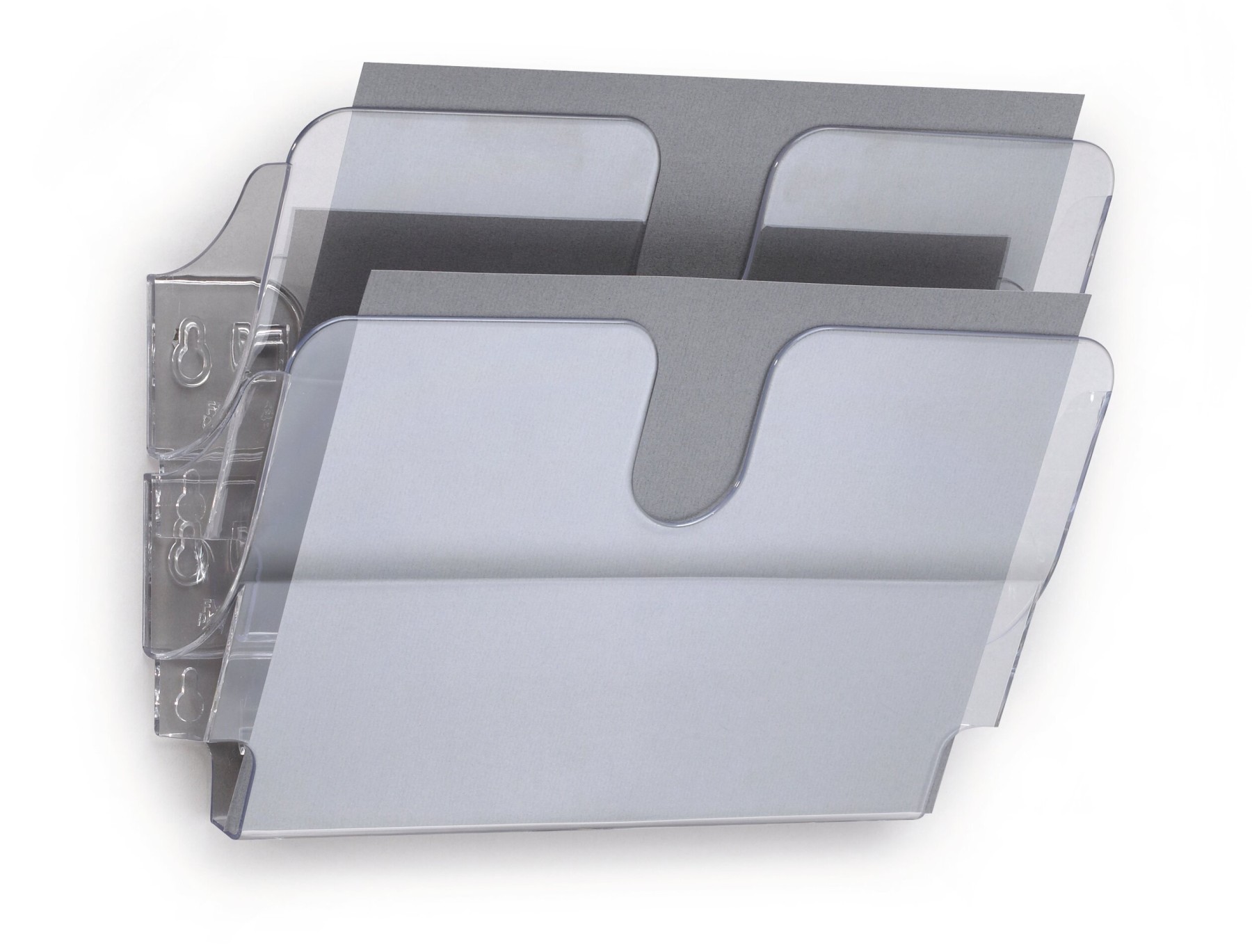 Durable FLEXIPLUS 2 Wall Mounted Literature Tray | A4 Landscape Holder | Clear