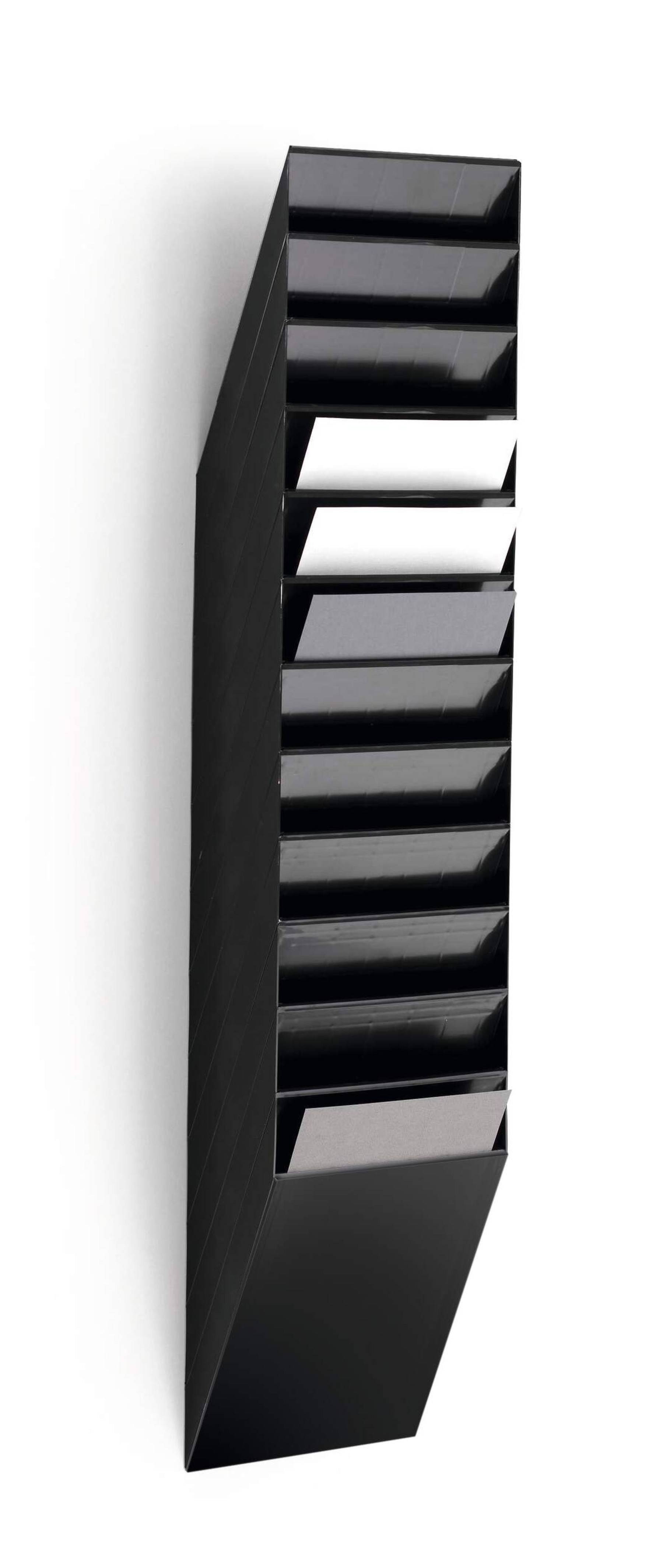 Durable FLEXIBOXX 12 Wall Mounted Literature Tray | A4 Portrait Holder | Black