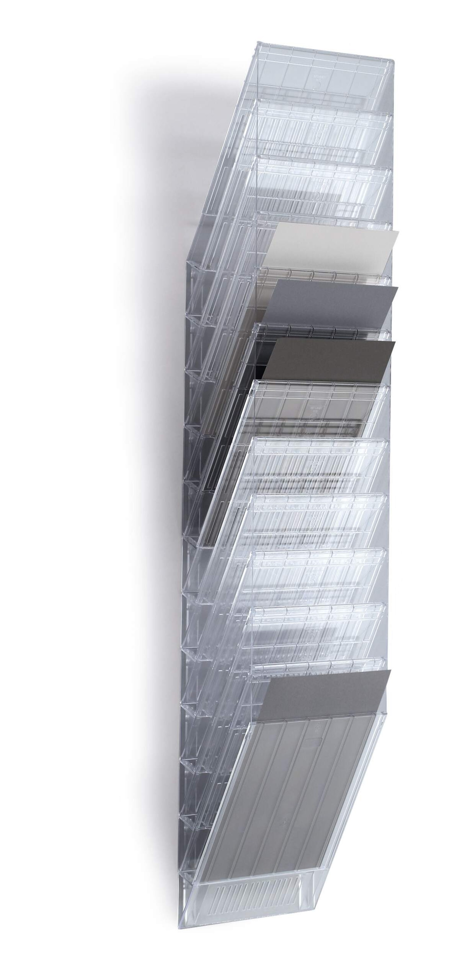 Durable FLEXIBOXX 12 Wall Mounted Literature Tray | A4 Portrait Holder | Clear