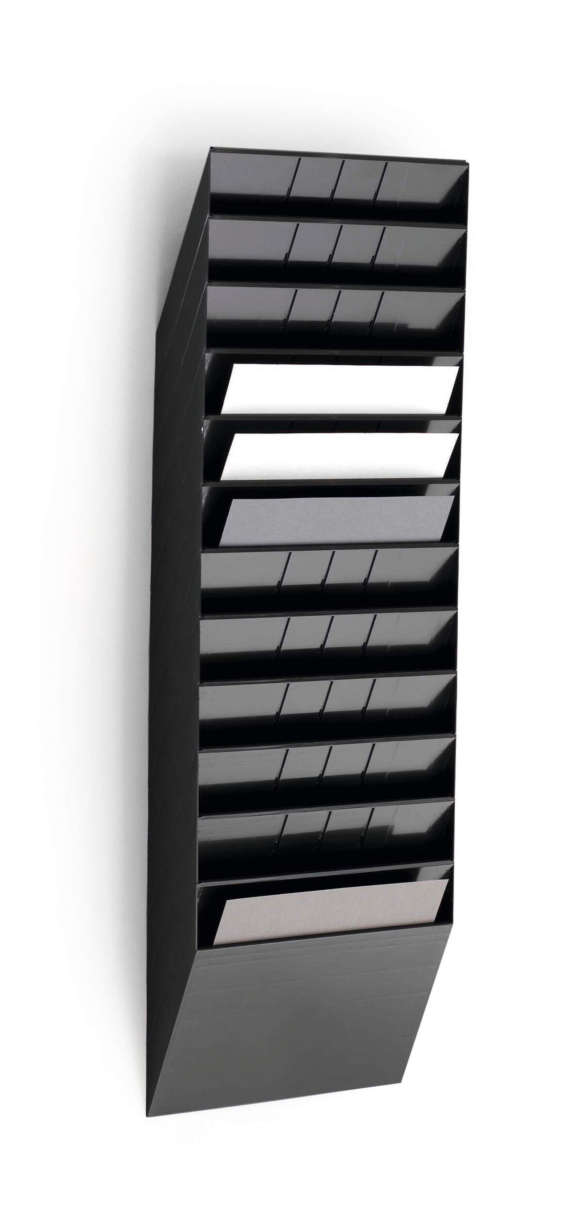 Durable FLEXIBOXX 12 Wall Mounted Literature Tray | A4 Landscape Holder | Black