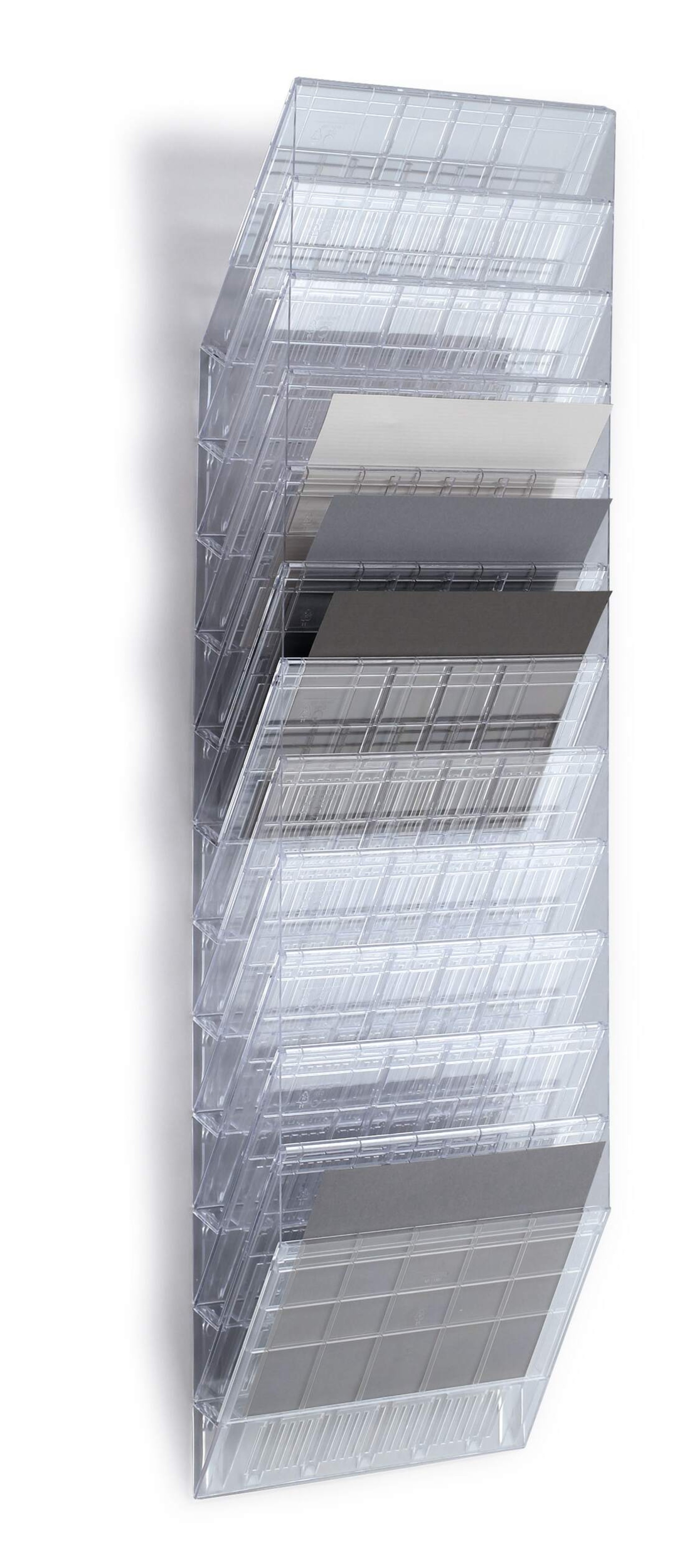 Durable FLEXIBOXX 12 Wall Mounted Literature Tray | A4 Landscape Holder | Clear