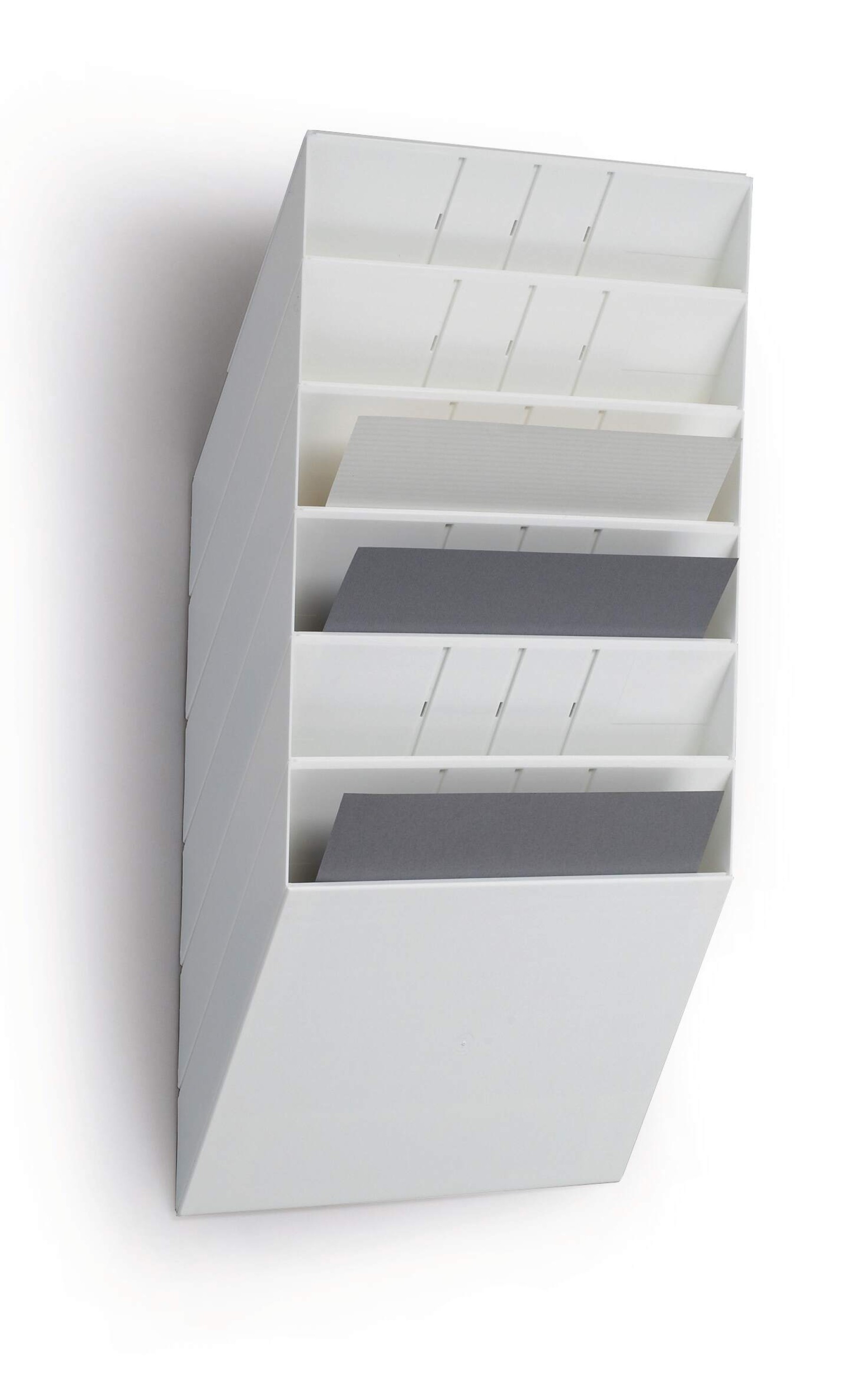 Durable FLEXIBOXX 6 Wall Mounted Literature Tray | A4 Landscape Holder | White