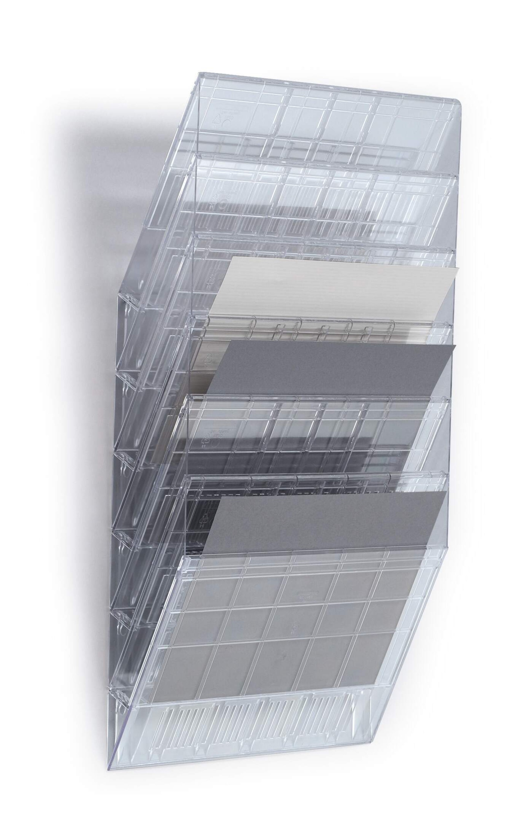 Durable FLEXIBOXX 6 Wall Mounted Literature Tray | A4 Landscape Holder | Clear