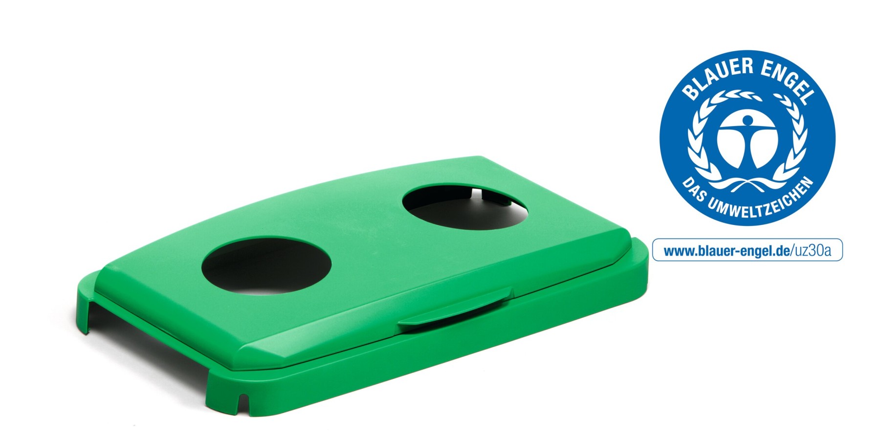 Durable 60L Hinged Bin Lid ECO Green | Two Holes for Cans/Bottles | DURABIN