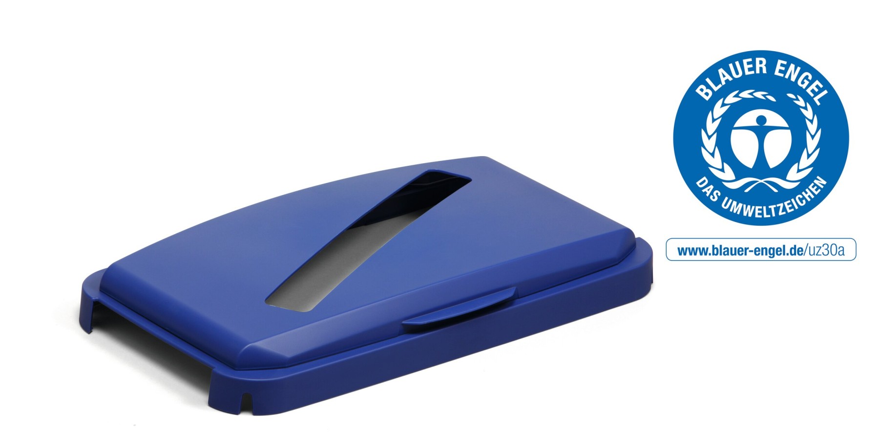 Durable 60L Hinged Bin Lid ECO Blue | Slot Cut-Out for Easy Recycling | DURABIN