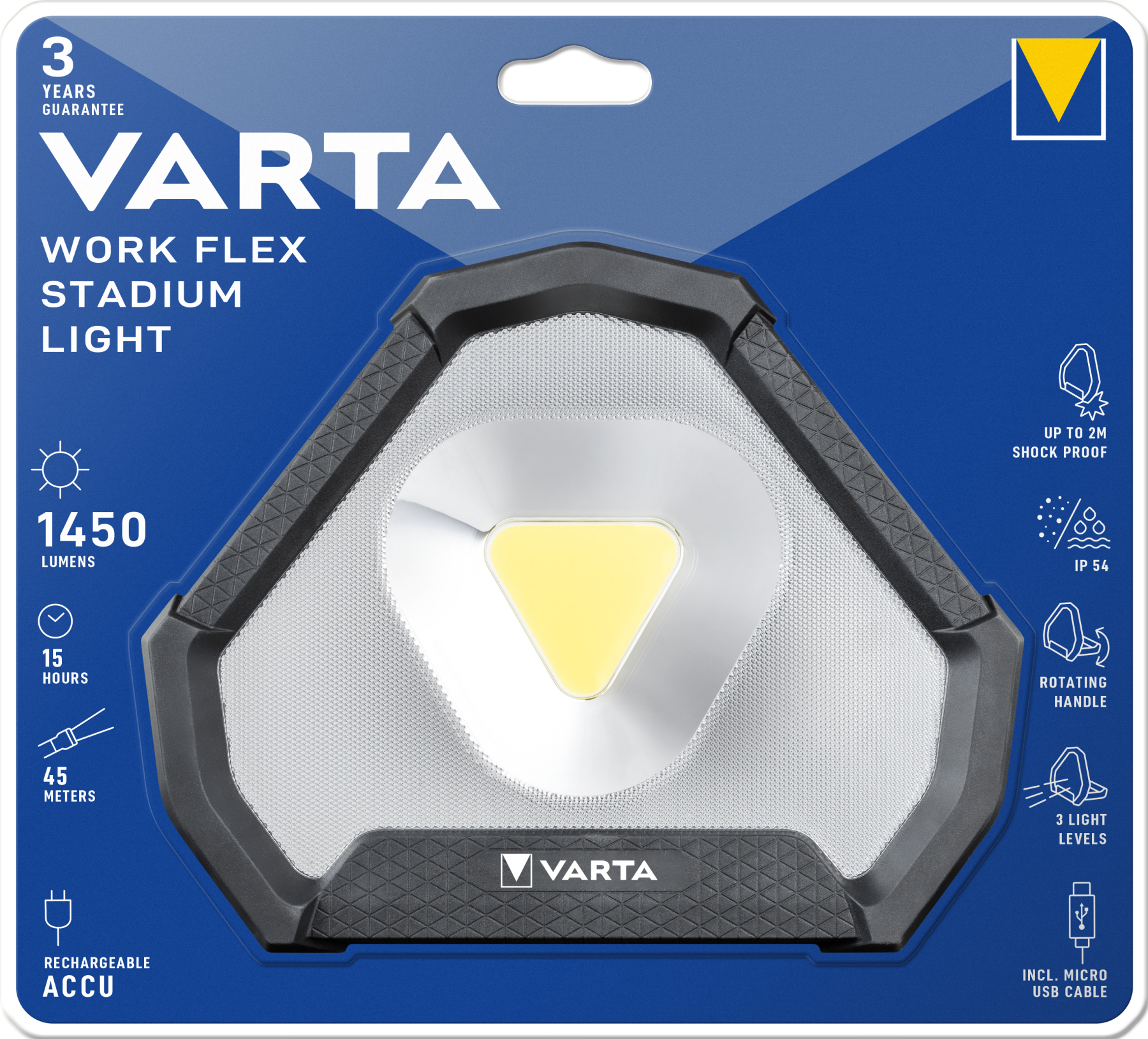 VARTA Work Flex Stadium Rechargeable Light 1450 lumens 