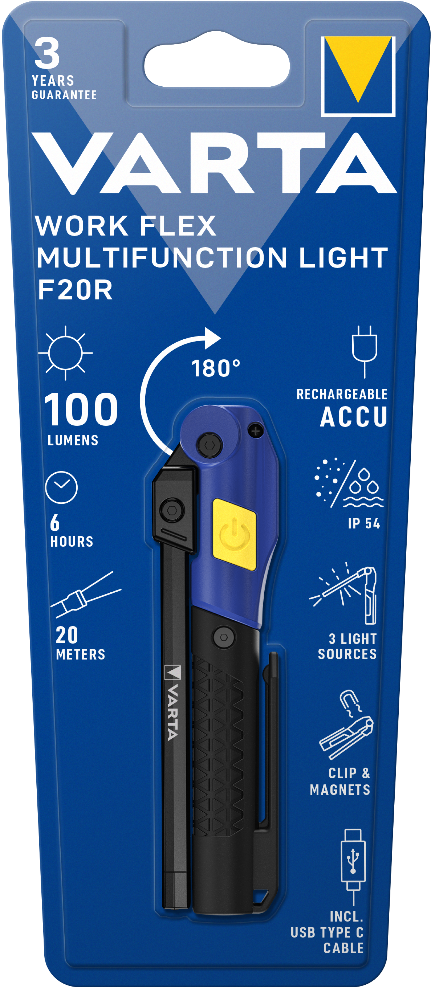 VARTA Work Flex® Multifunctional Rechargeable Light 100 lumens 