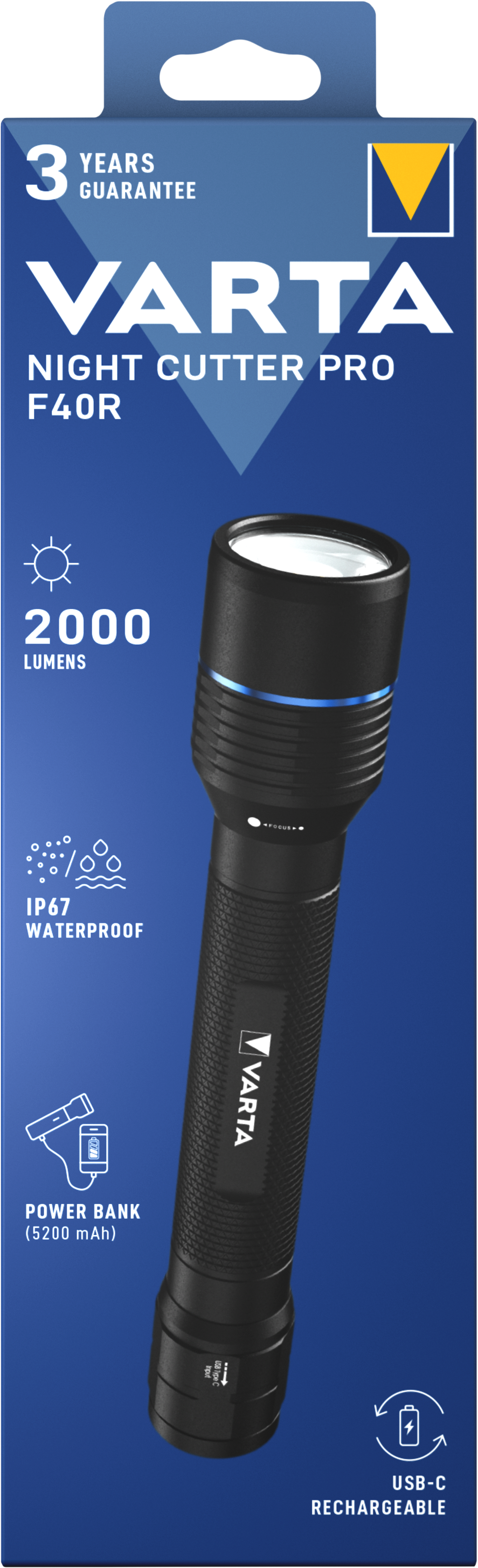VARTA NIGHT CUTTER F40R Rechargeable Light 2000 lumens 