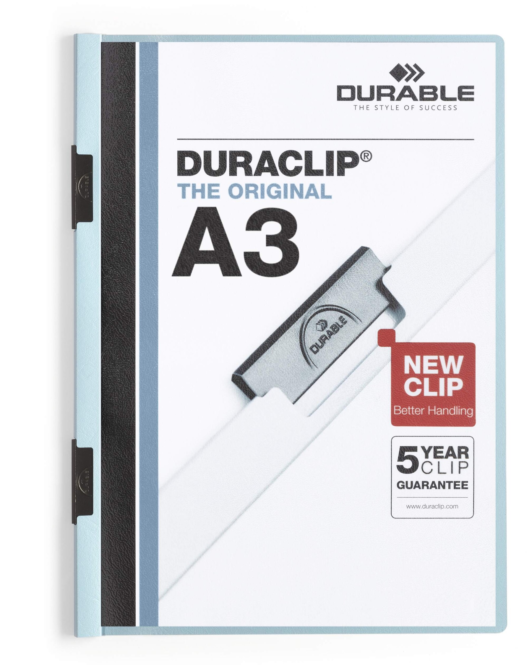 Durable DURACLIP 60 Sheet Document Metal Clip File Folder | 10 Pack | A3 Blue