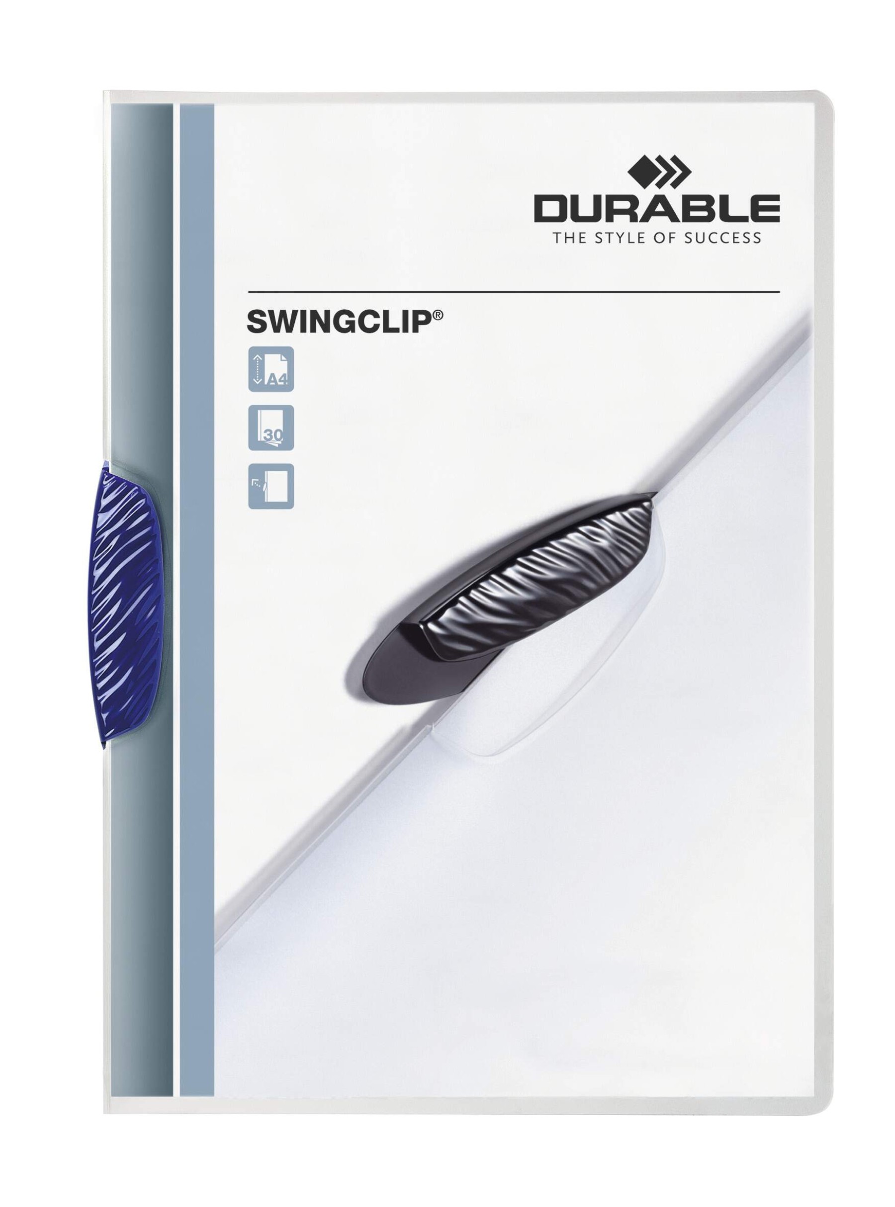Durable SWINGCLIP 30 Document Swing Clip File Report Folder | 25 Pack | A4 Blue