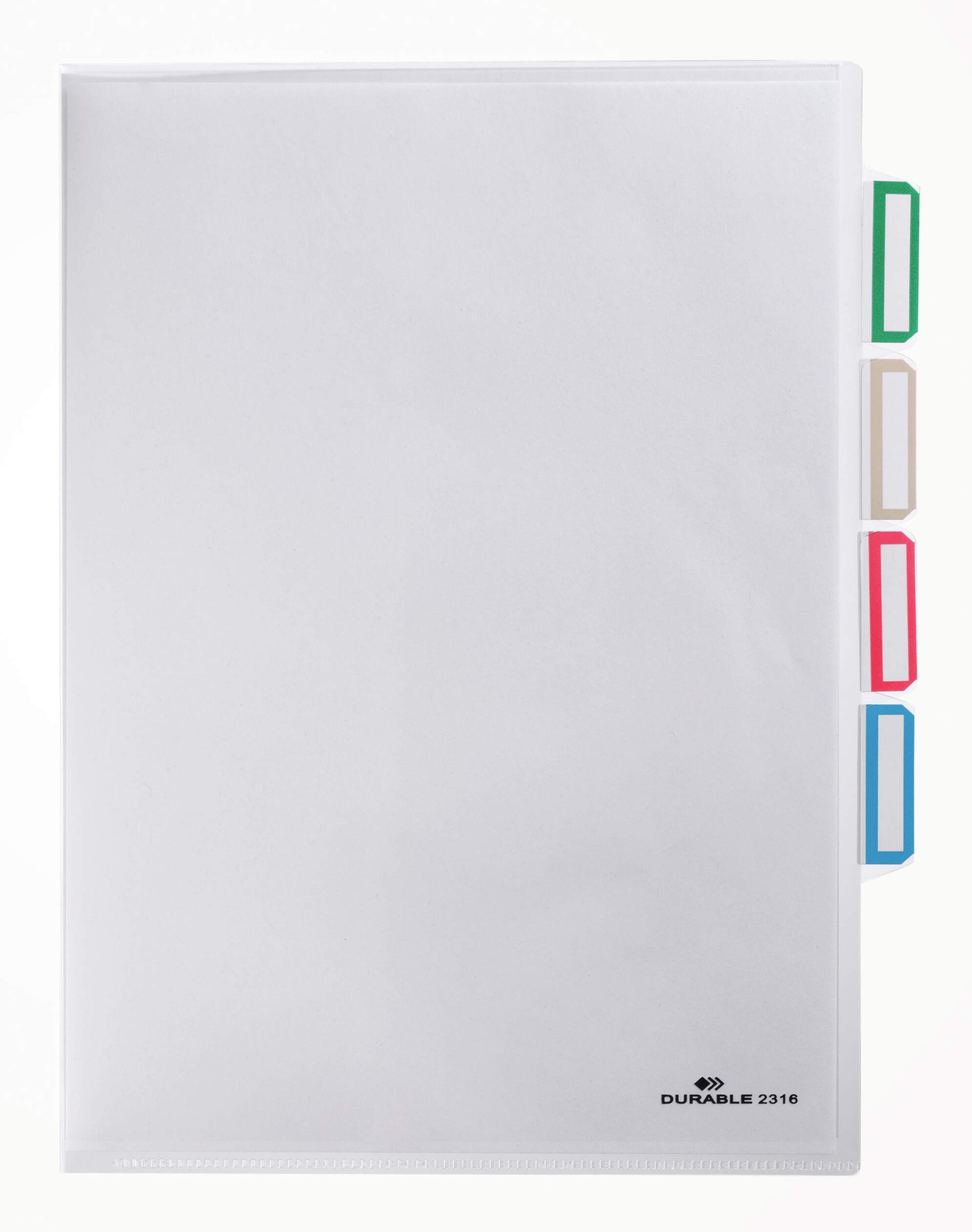 Durable Cut Flush 3 Part Index Divider Document Folder | 5 Pack | A4 Clear