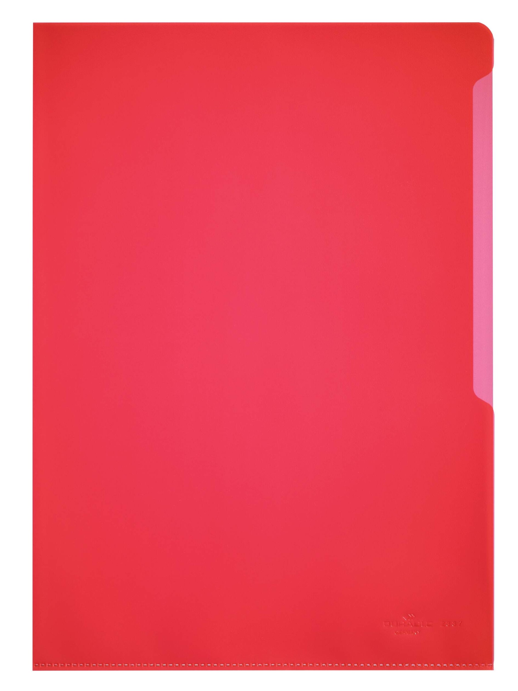 Durable Clear Plastic Cut Flush Document Wallet Folder | 100 Pack | A4 Red