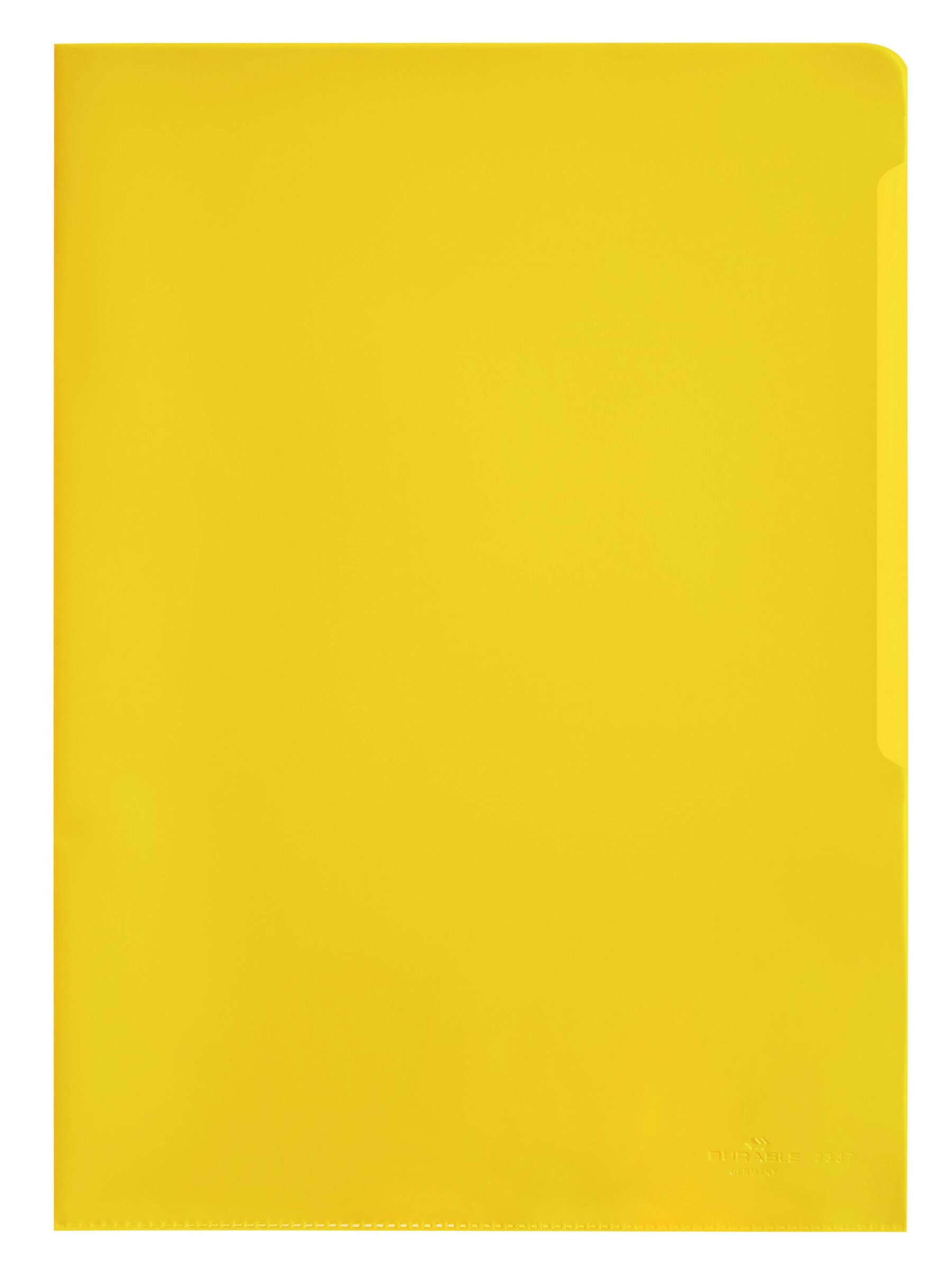 Durable Clear Plastic Cut Flush Document Wallet Folder | 100 Pack | A4 Yellow