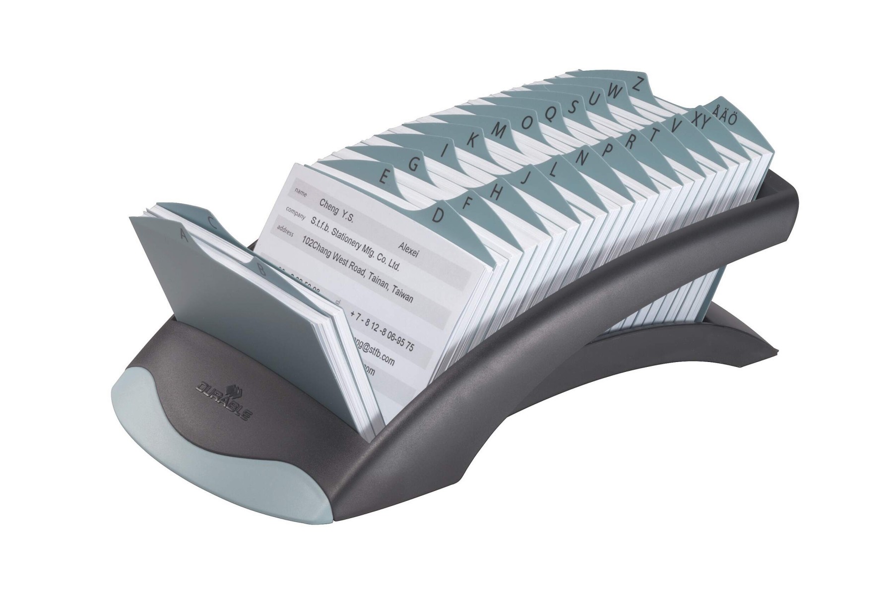 Durable TELINDEX Desktop Address Card Holder | 500 Cards & A-Z Index | Black