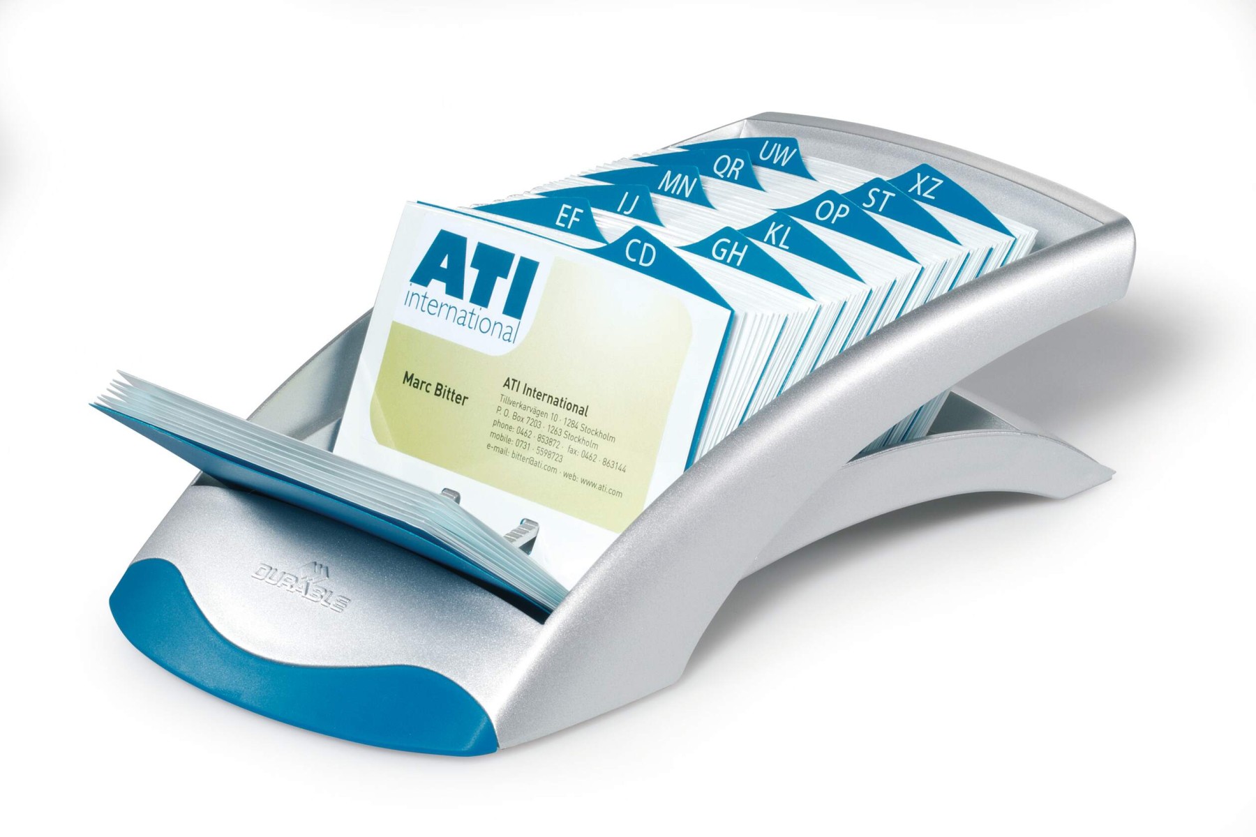 Durable VISIFIX 200 Card Business Card Holder | Pockets & A-Z Index | Silver