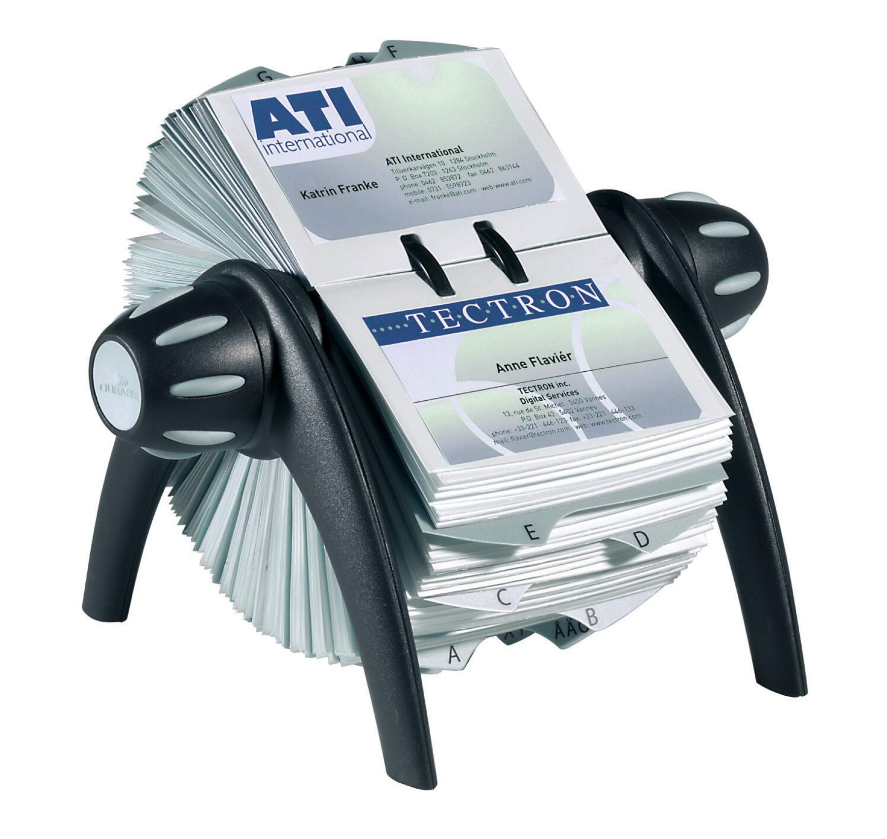 Durable VISIFIX 400 Card Rotary Business Card Holder File | A-Z Index | Black