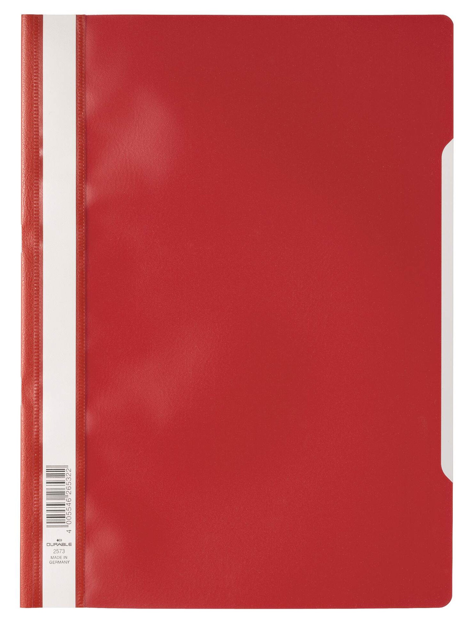 Durable Clear View Project Folder Document Report File | 25 Pack | A4 Red