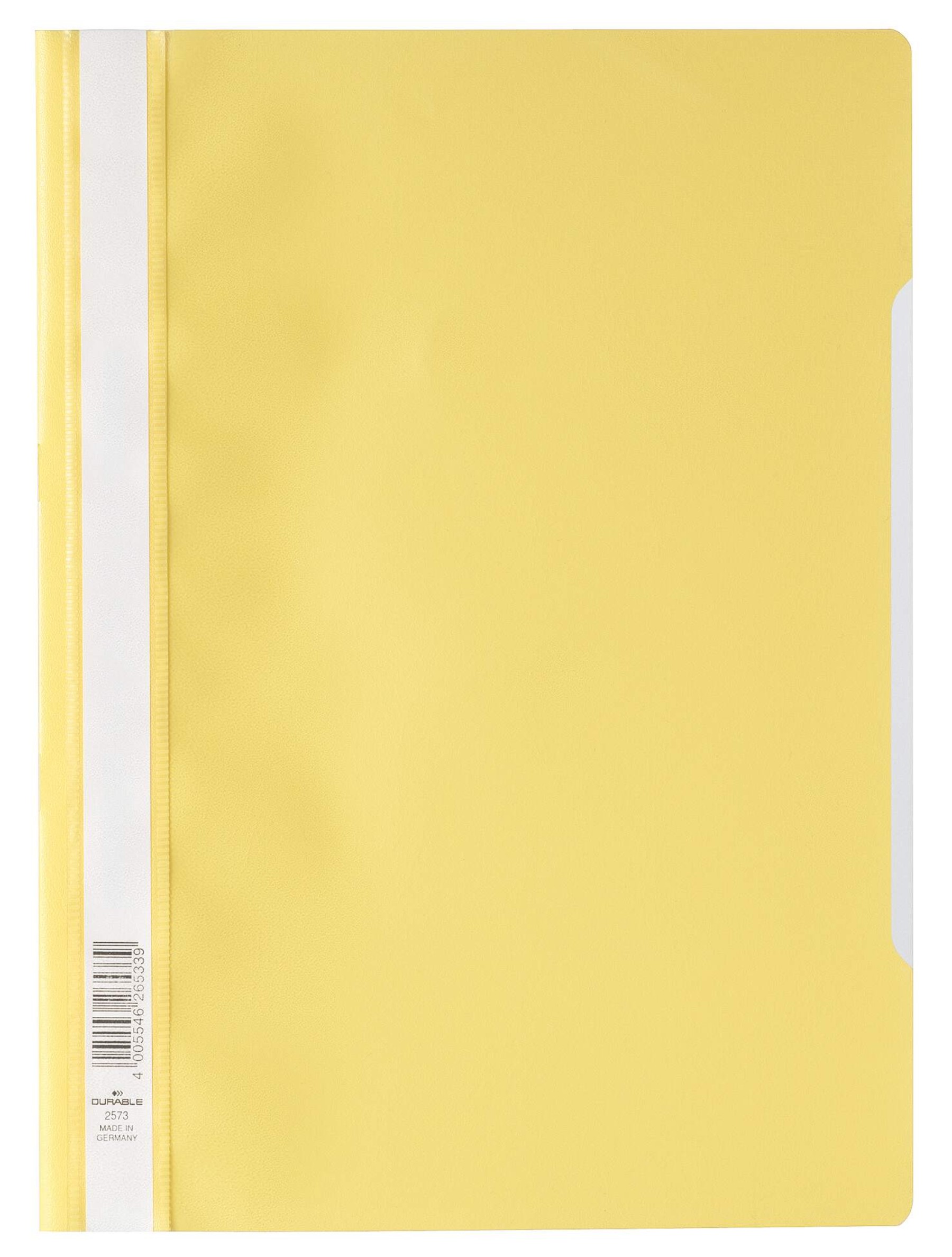 Durable Clear View Project Folder Document Report File | 25 Pack | A4 Yellow
