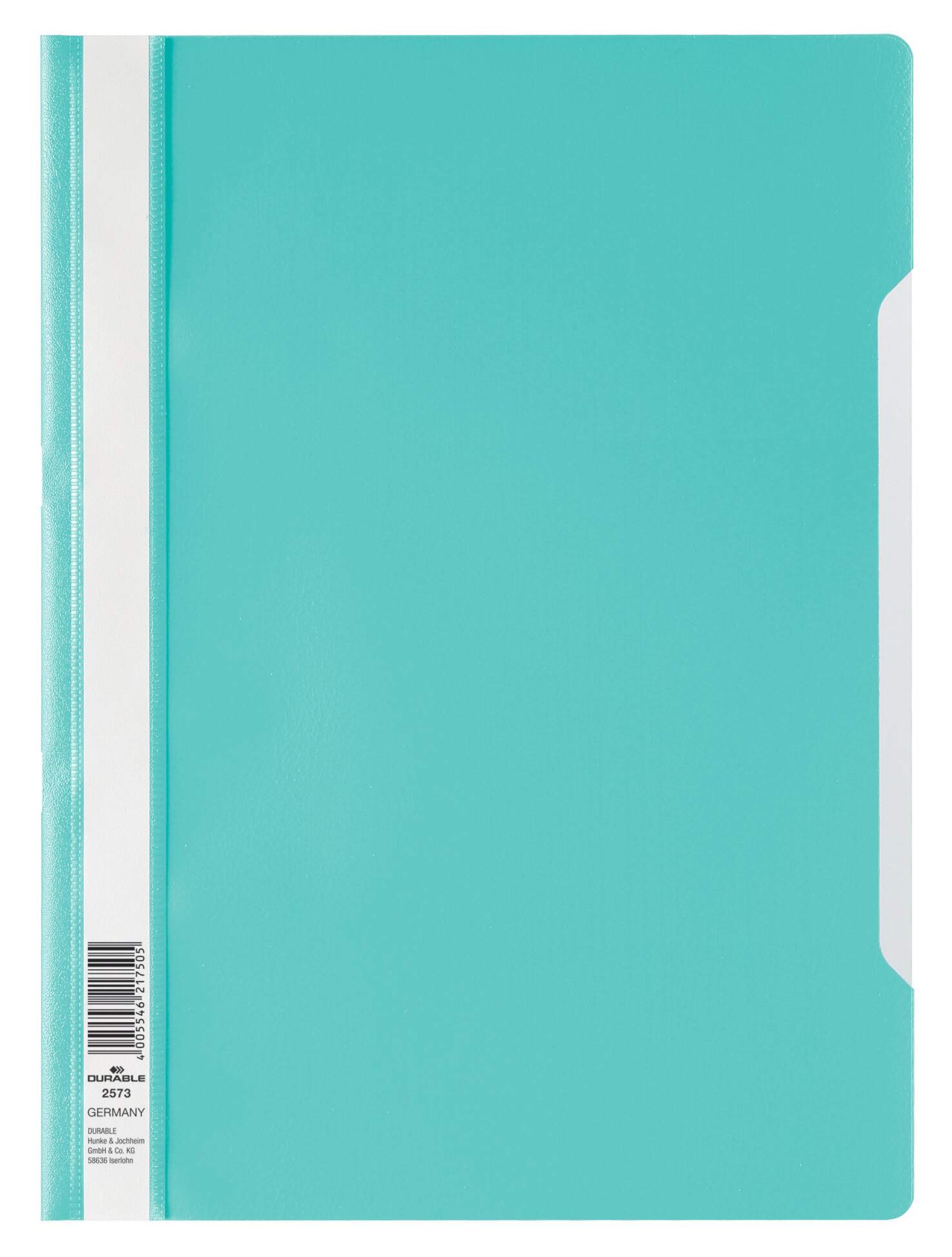Durable Clear View Project Folder Document Report File | 50 Pack | A4 Turquoise