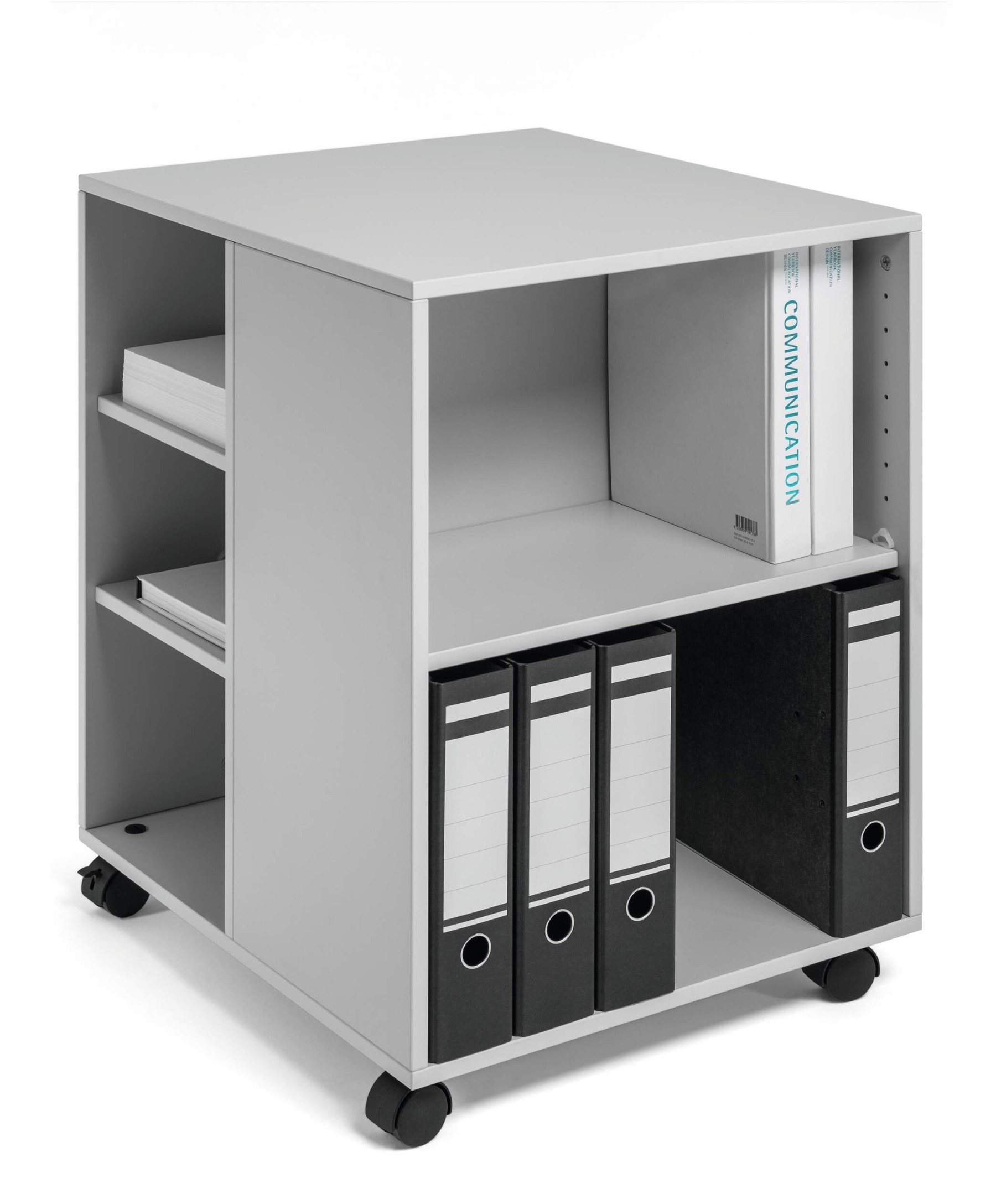 Durable 6 Shelve Office Filing Storage Trolley on Wheels | 75cm Grey 