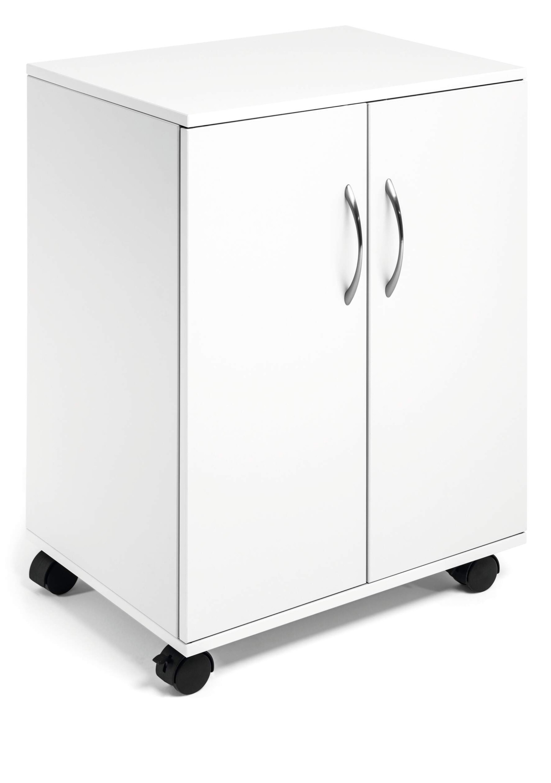 Durable 2 Door Office Filing Storage Trolley on Wheels | 75cm White 