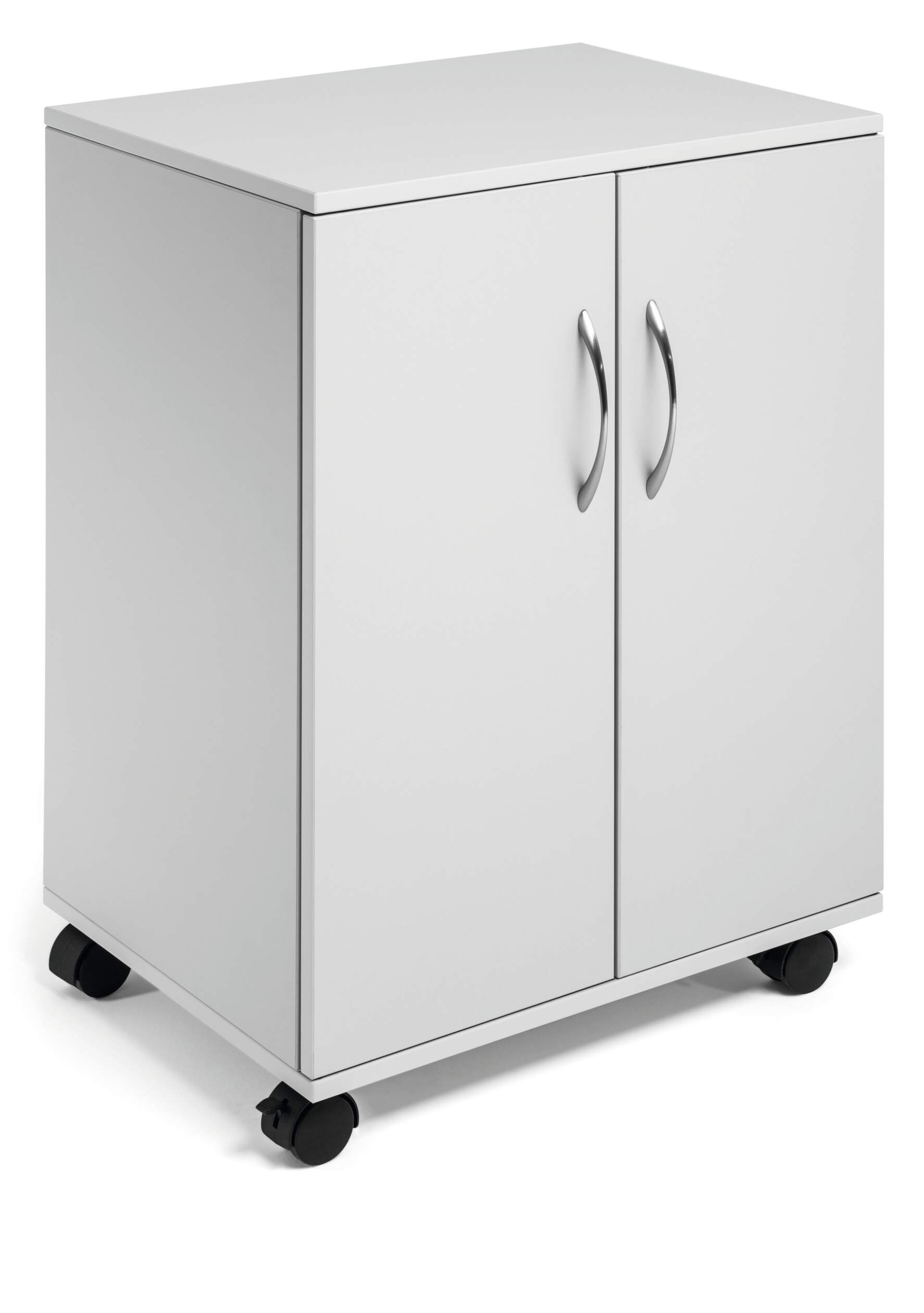 Durable 2 Door Office Filing Storage Trolley on Wheels | 75cm Grey 