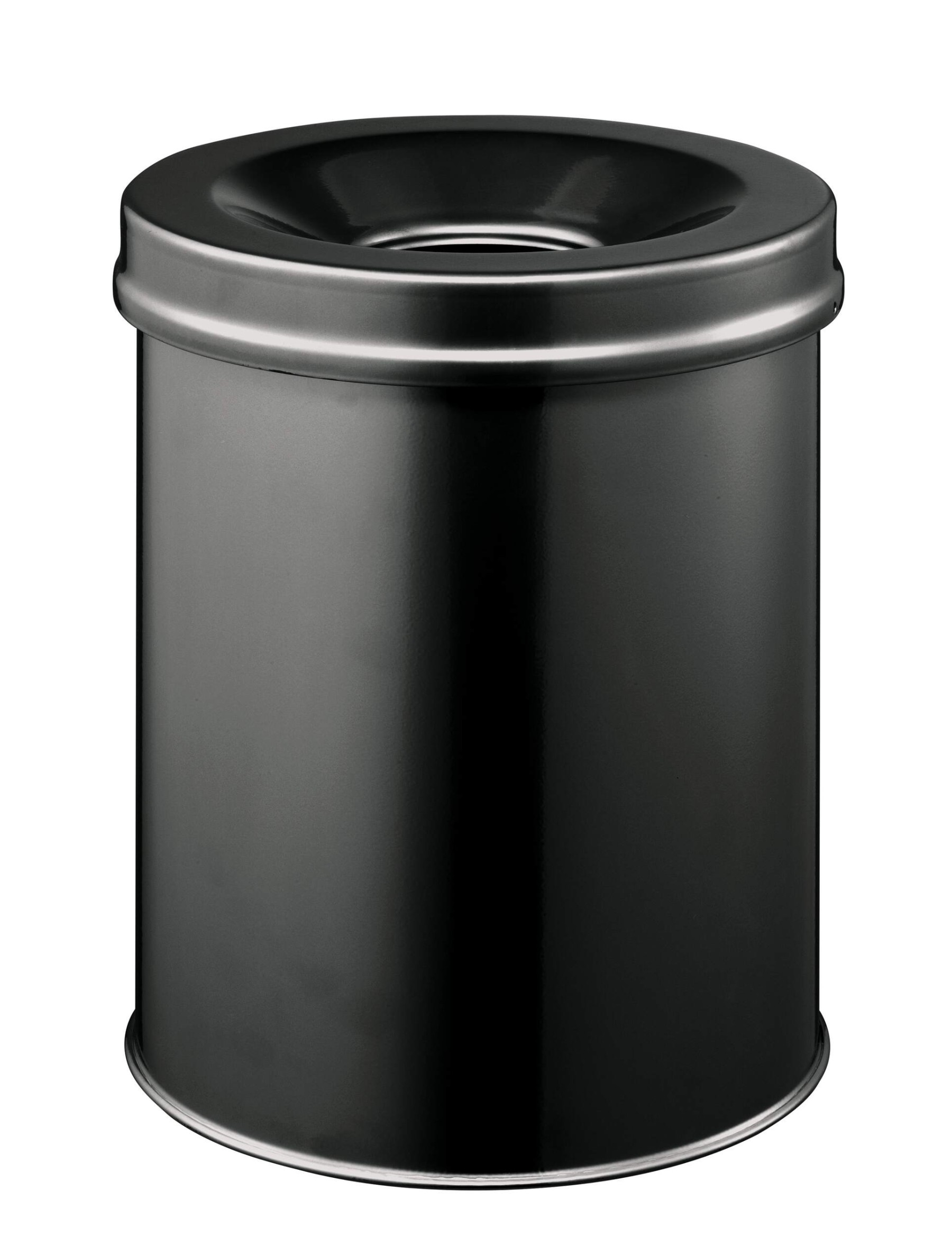 Durable Fire Extinguishing Metal Waste Bin | TUV Certified | 15L | Black