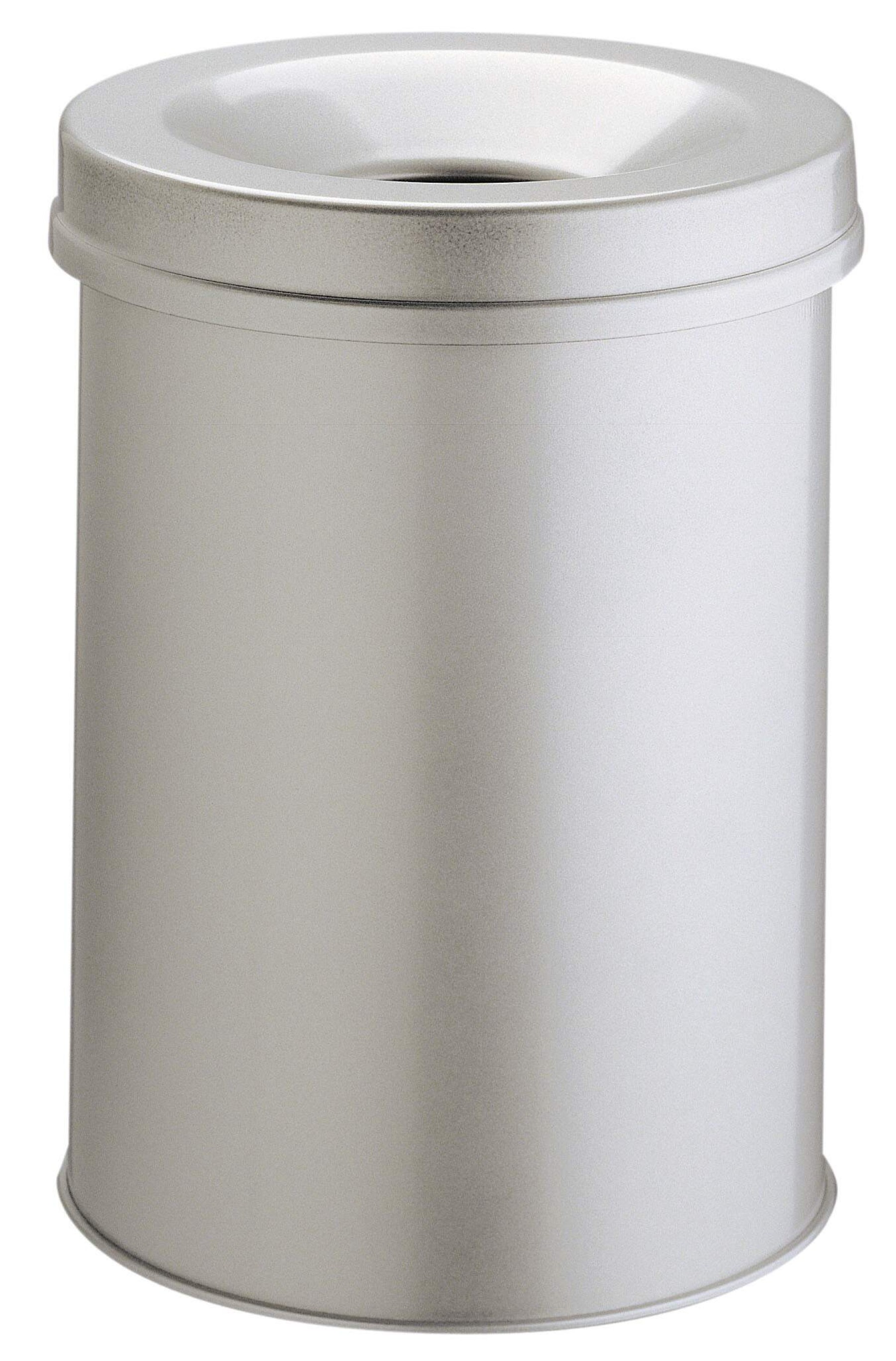 Durable Fire Extinguishing Metal Waste Bin | TUV Certified | 15L | Grey