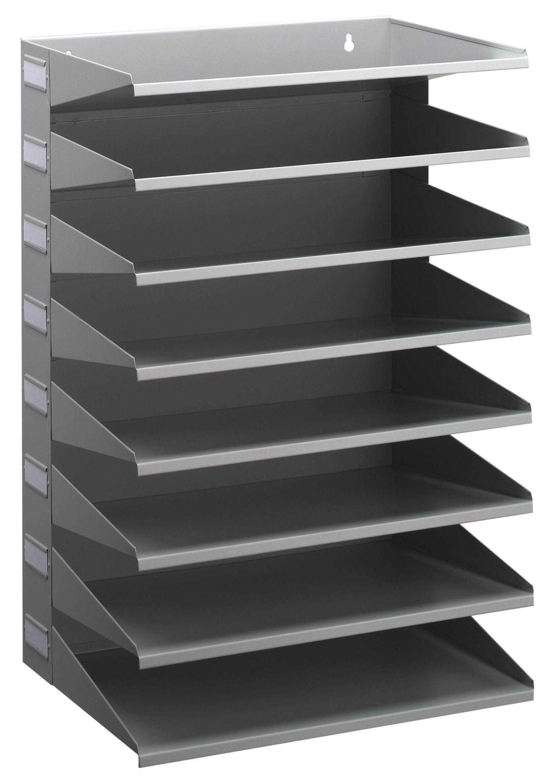 Durable 8 Compartment Labelled Metal Document Filing Letter Tray | A4 Grey