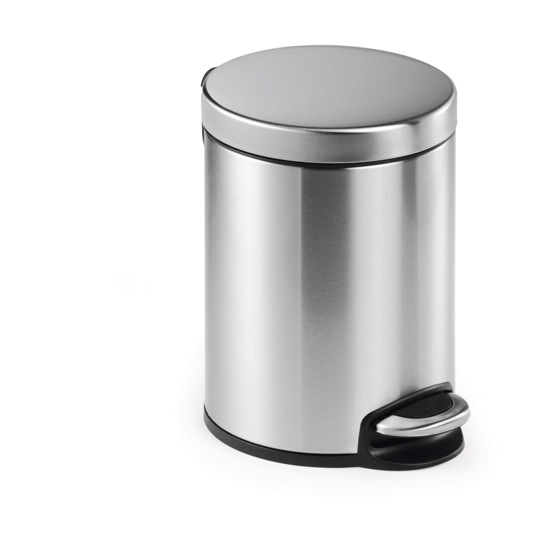 Durable Stainless Steel Pedal Bin 5L | Soft-Close Round Waste Bin | Silver