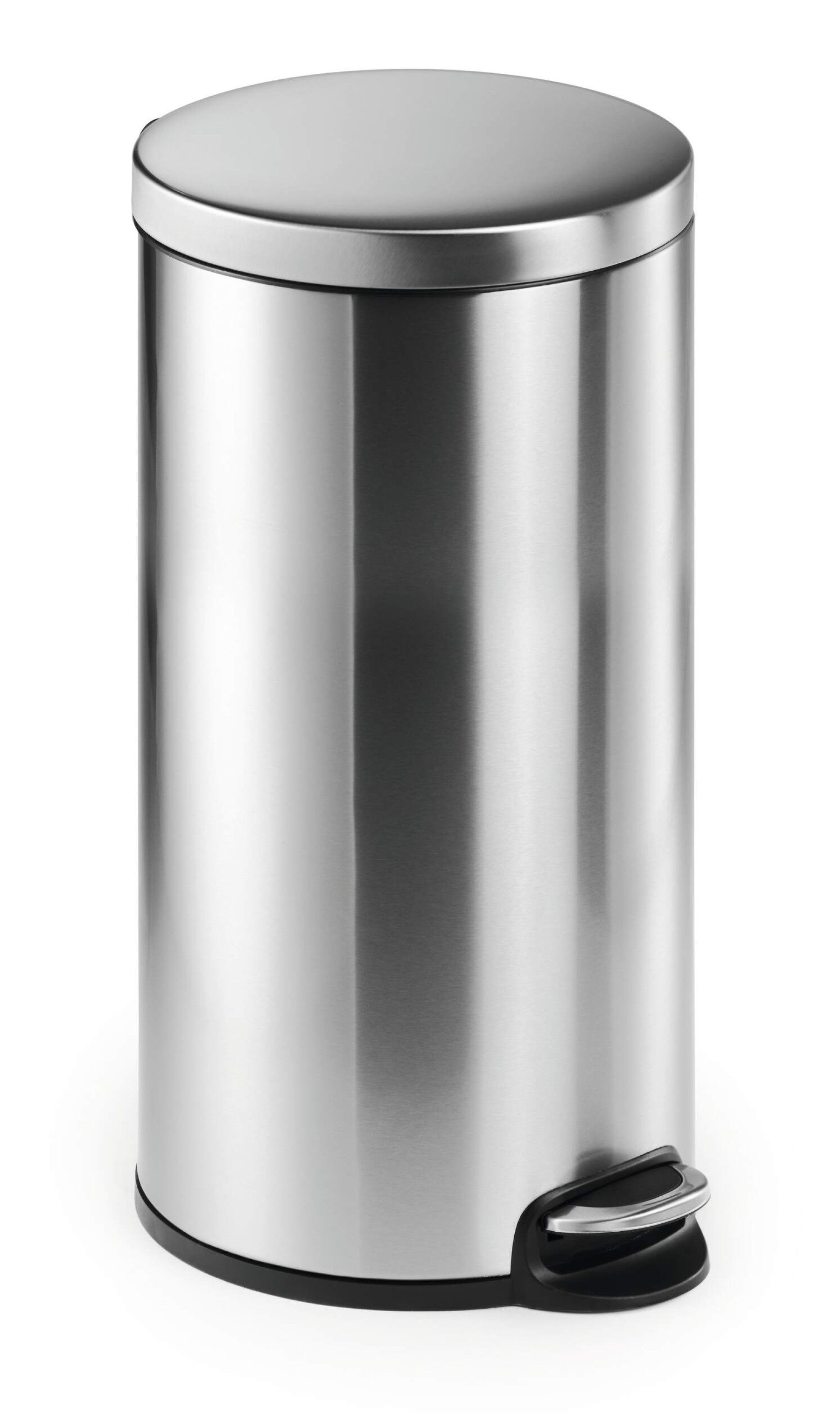 Durable Stainless Steel Pedal Bin 30L | Soft-Close Round Waste Bin | Silver