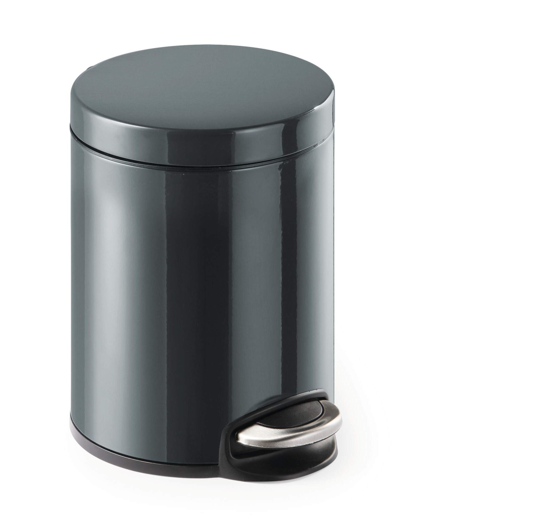 Durable Steel Pedal Bin 5L | Soft-Close Round Waste Bin | Charcoal Grey